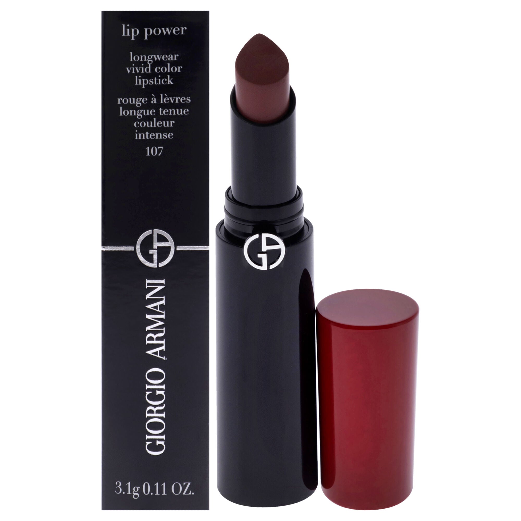 Lip Power Longwear Vivid Color Lipstick - 107 Sensual by Giorgio Armani for Women - 0.11 oz Lipstick, See Description, hi-res image number 0