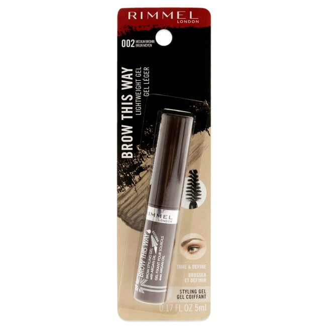 Brow This Way Lightweight Gel - 002 Medium Brown by Rimmel London for Women - 0.17 oz Eyebrow Gel, NA, hi-res image number null