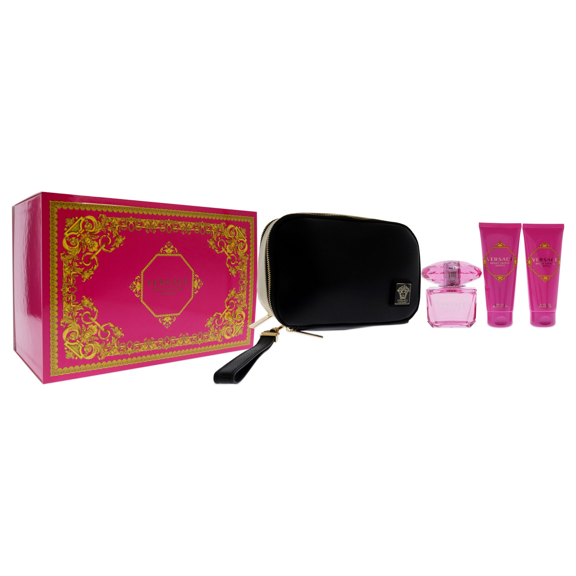 Versace Bright Crystal Absolu by Versace for Women - 4 Pc Gift Set - 3oz EDP Spray, 3.4oz Shower Gel, 3.4oz Body Lotion, Bag - Black and Gold, See Description, alternate image number 2