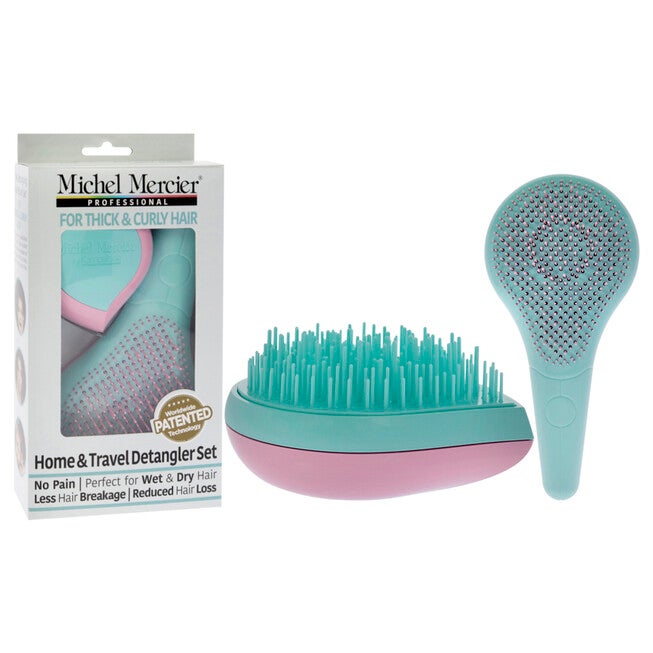 Home and Travel Detangler Set - Thick-Curly Hair by Michel Mercier for Unisex - 2 Pc The Classic Detangler Brush, The Travel Detangler Brush, NA, alternate image number null