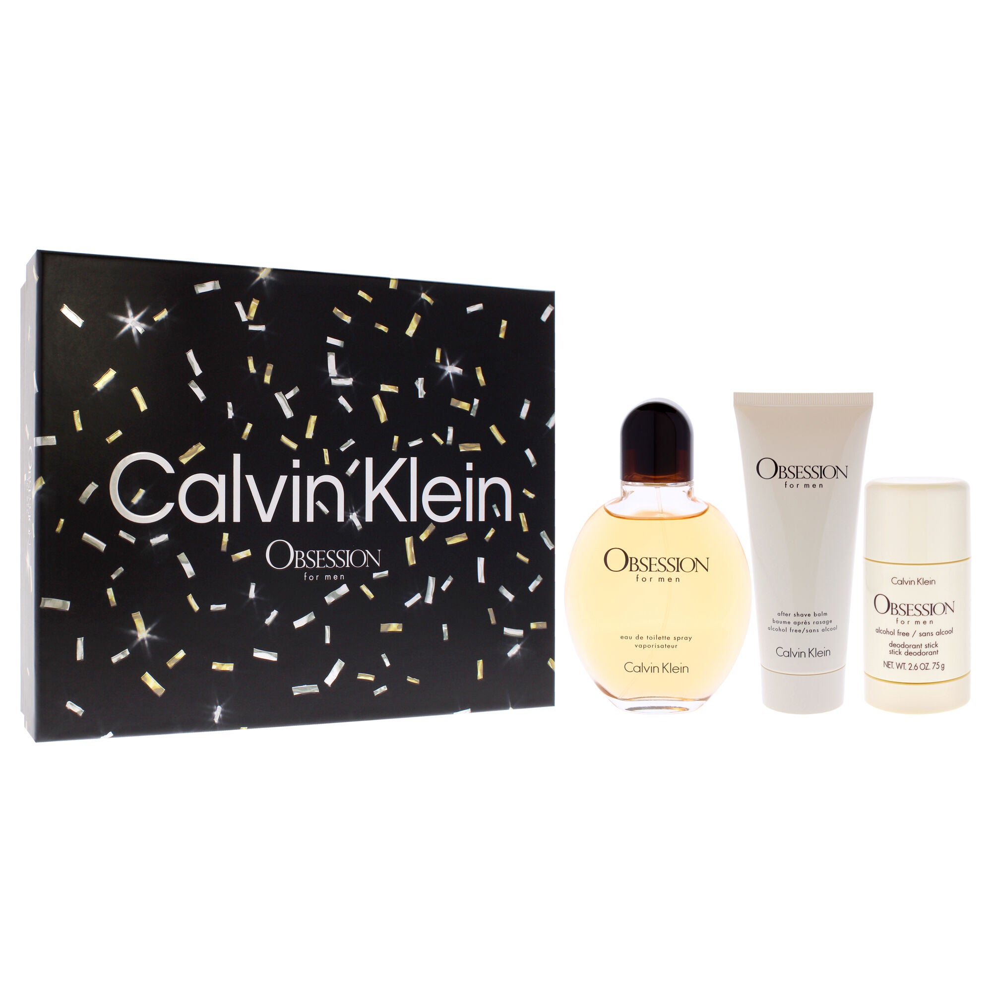 Obsession by Calvin Klein for Men - 3 Pc Gift Set 4oz EDT Spray, 2.6oz Deodorant Stick, 3.3oz After Shave Balm, See Description, alternate image number 1