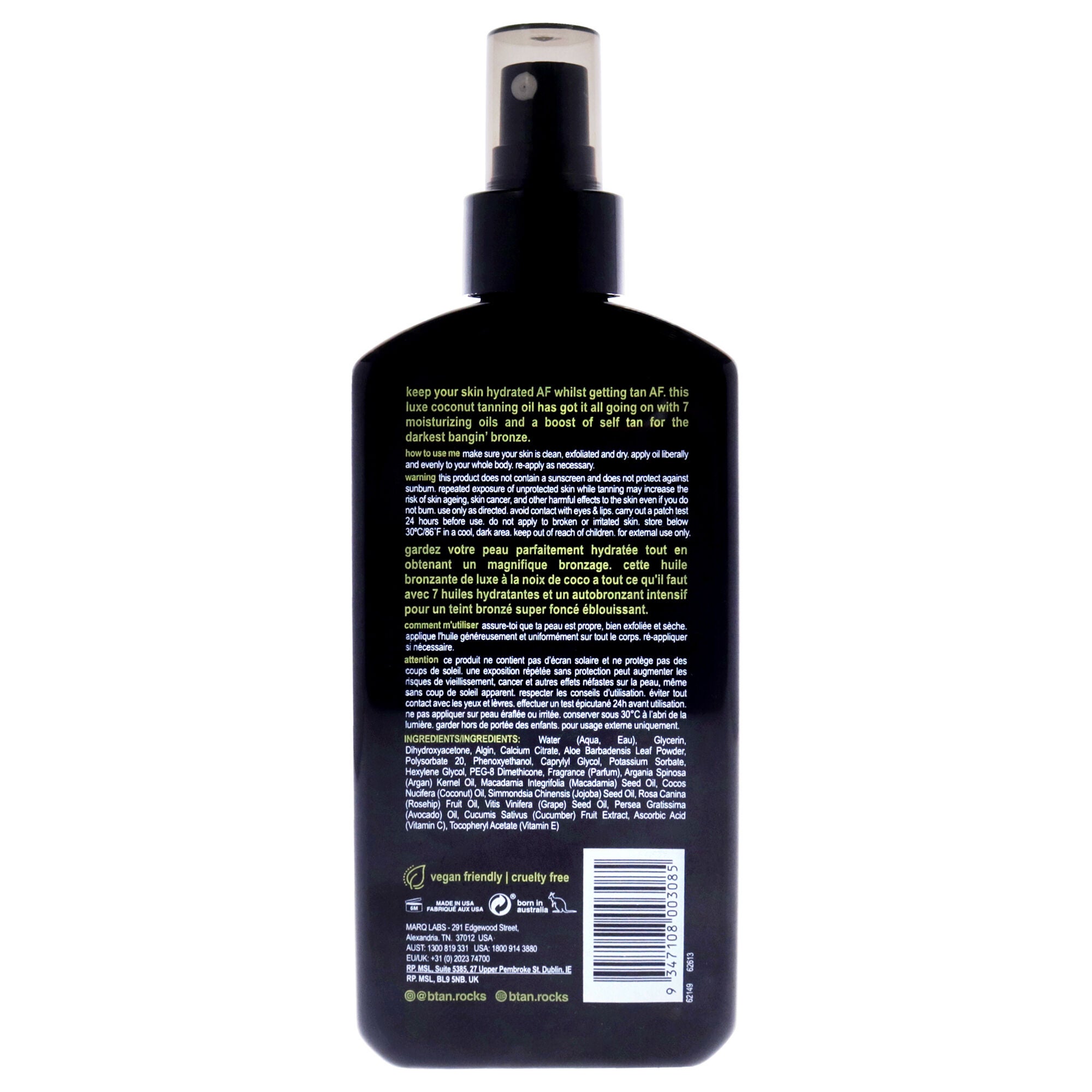 Tanned AF Intensifier Dry Tanning Oil by B.Tan for Unisex - 8 oz Sunscreen, See Description, alternate image number 1