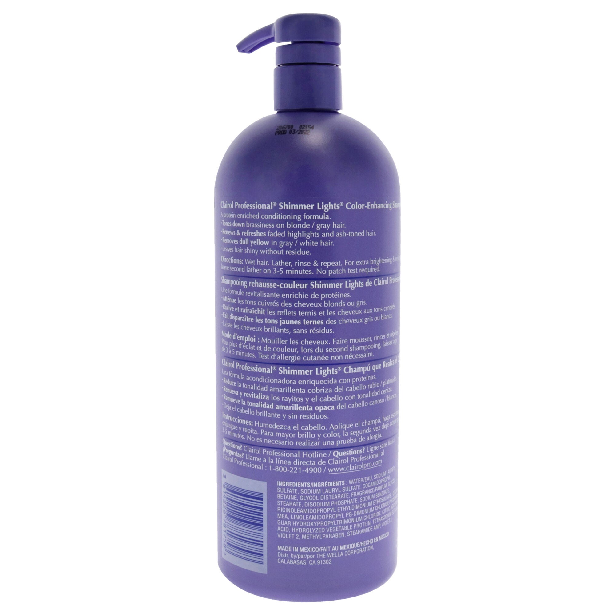 Shimmer Lights Blonde and Silver Shampoo by Clairol for Unisex - 31.5 oz Shampoo, , alternate image number 3