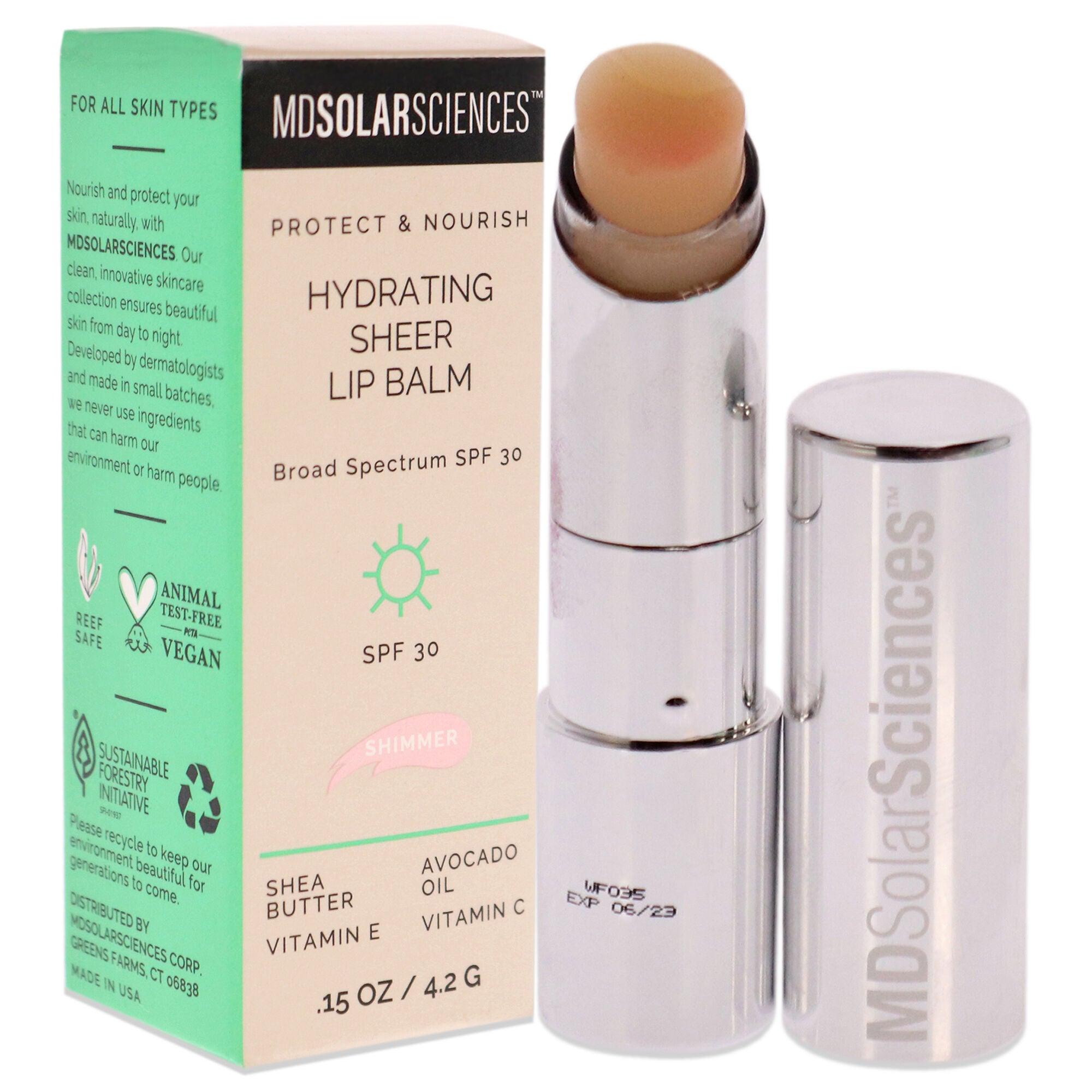 Hydrating Sheer Lip Balm SPF 30 - Shimmer by MDSolarSciences for Women - 0.15 oz Lip Balm, See Description, alternate image number 1