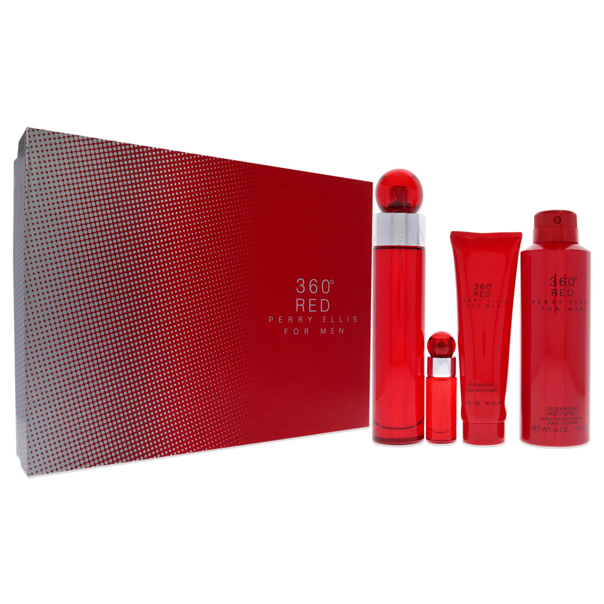 360 Red by Perry Ellis for Men - 4 Pc Gift Set 3.4oz EDT Spray, 6oz Body Spray, 3oz Shower Gel, 7.5ml EDT Spray, See Description, alternate image number 2