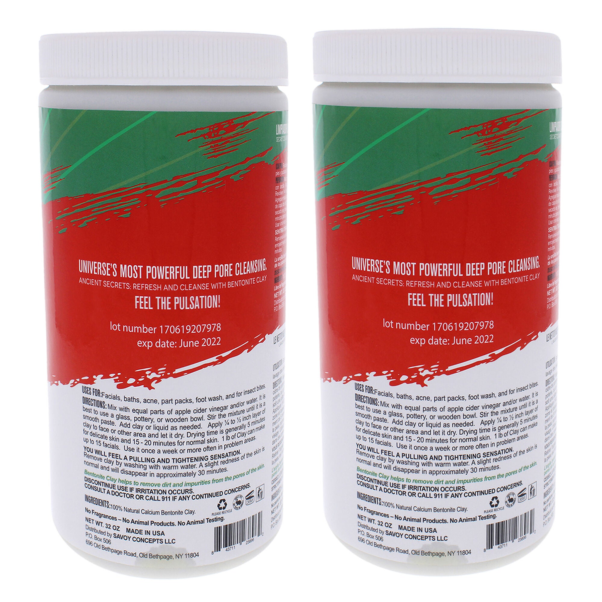 Powerful Deep Pore Cleansing Clay - Pack of 2 by Mayan Magic Mud for Unisex - 32 oz Cleanser, See Description, alternate image number 1