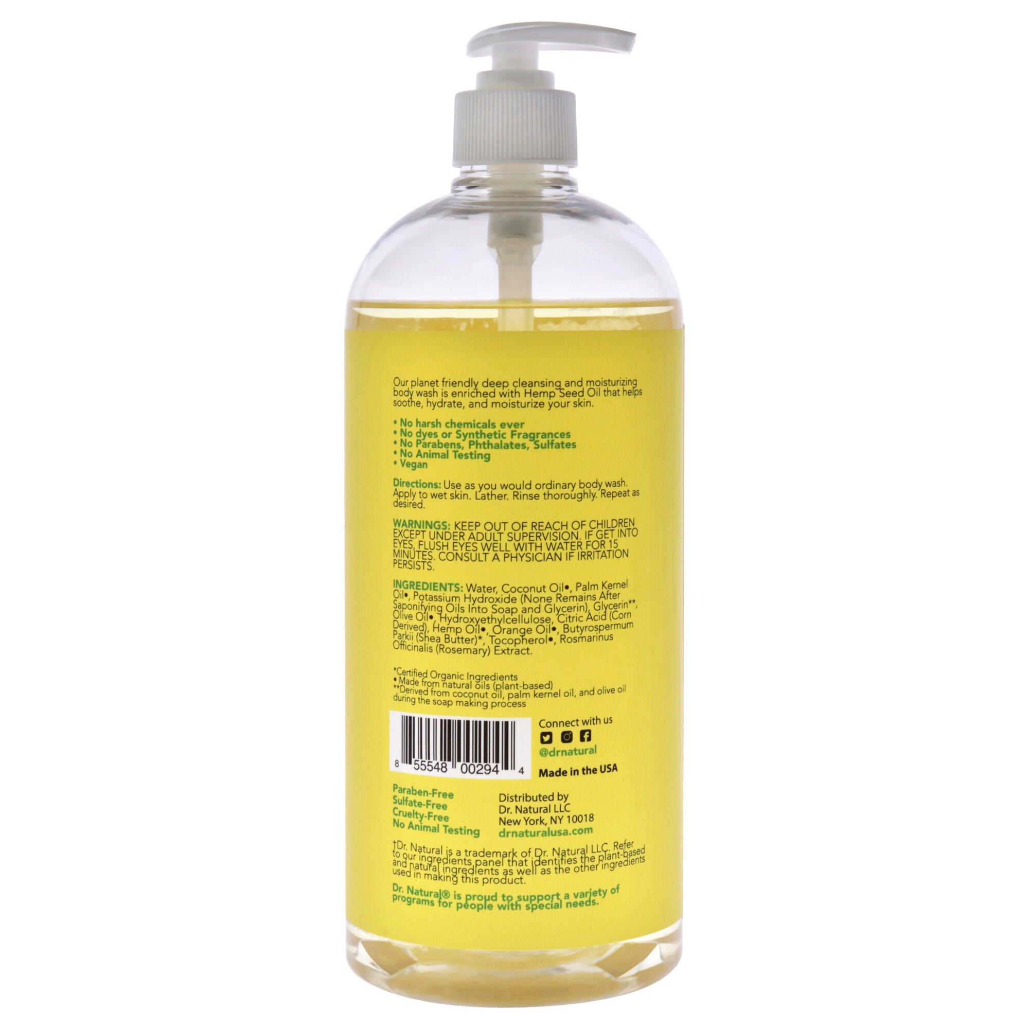 Refreshing Oil Body Wash - Hemp with Citrus by Dr. Natural for Unisex - 32 oz Body Wash, , alternate image number 3