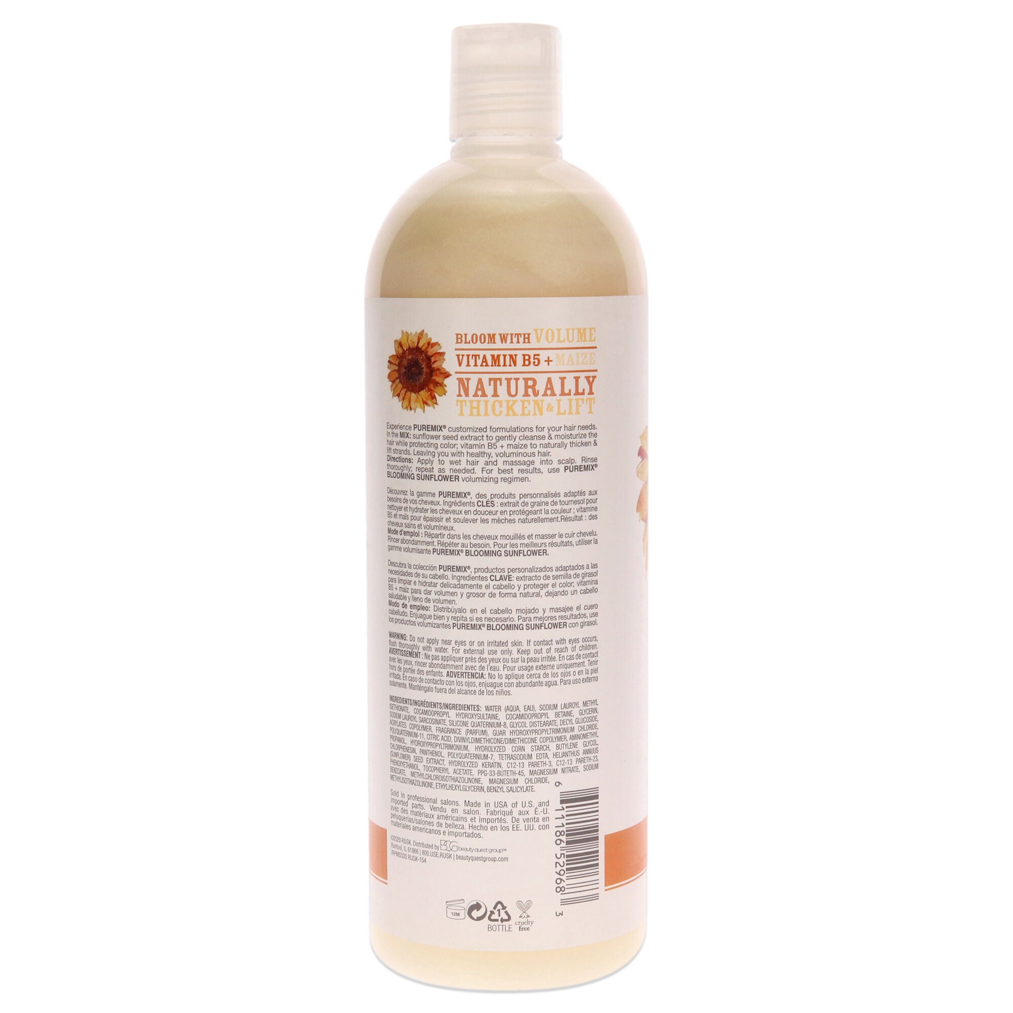 Puremix Blooming Sunflower Volumizing Shampoo - Fine Hair by Rusk for Unisex - 35 oz Shampoo, See Description, alternate image number 1