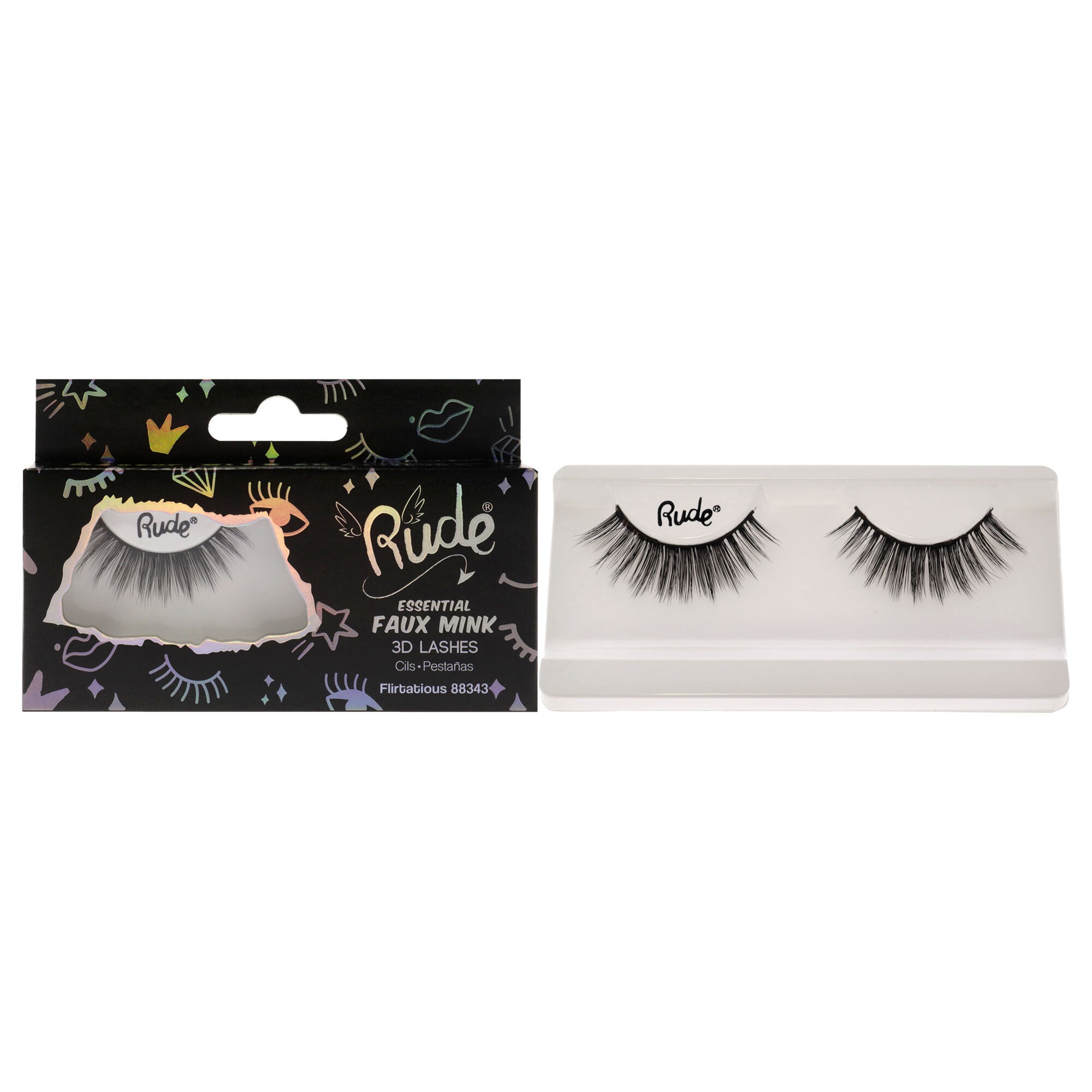 Essential Faux Mink 3D Lashes - Flirtatious by Rude Cosmetics for Women - 1 Pc Pair, See Description, hi-res image number 0