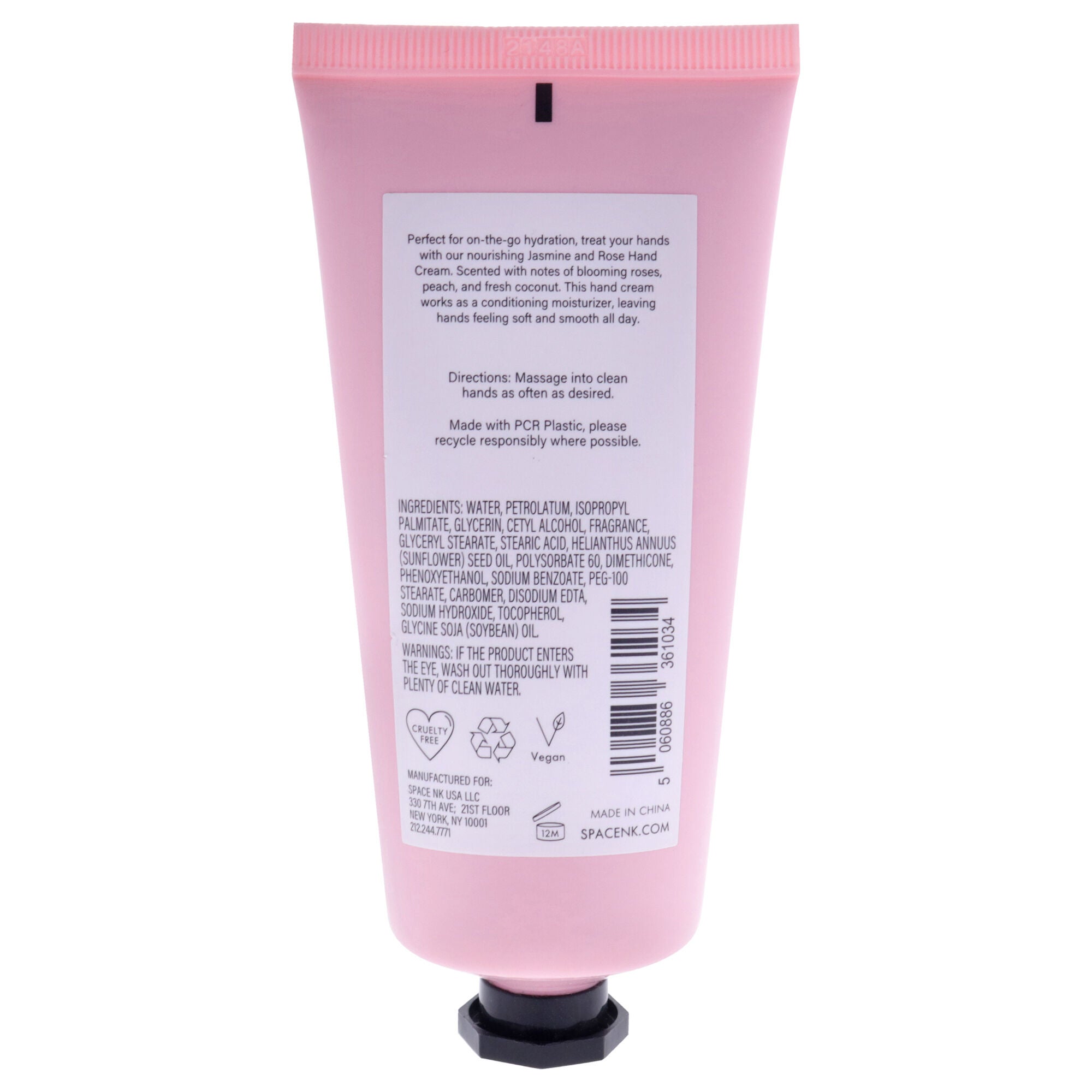 Beauty Space Hand Cream - Jasmine And Rose by BeautySpace for Unisex - 3.38 oz Cream, See Description, alternate image number 2