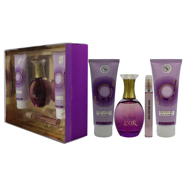 Lor by New Brand for Women - 4 Pc Gift Set 3.3oz EDP Spray, 0.5oz EDP Spray, 4.3oz Shower Gel, 4.3oz Body Lotion, , alternate image number null