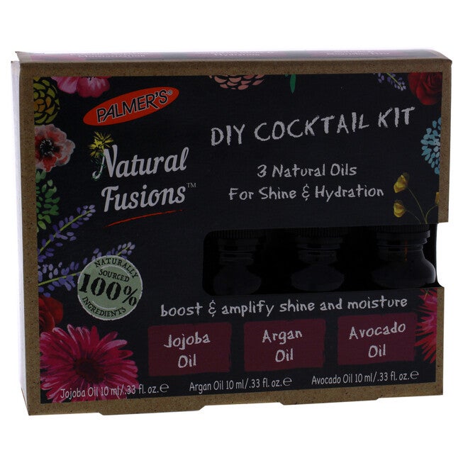 Natural Fusions Shine and Hydration DIY Cocktail Kit by Palmers for Unisex - 3 x 0.33 oz Jojoba Oil, Argan Oil, Avocado Oil, NA, hi-res image number null