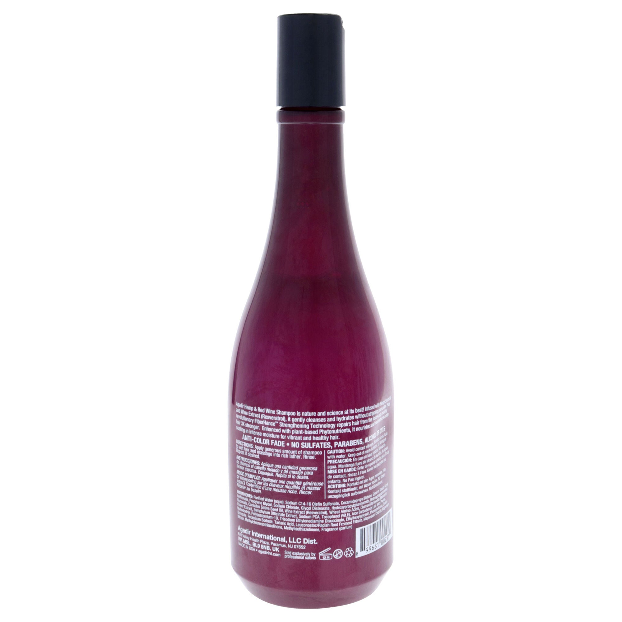 Hemp and Red Wine Moisturizing Shampoo by Agadir for Unisex - 14.5 oz Shampoo, See Description, alternate image number 2