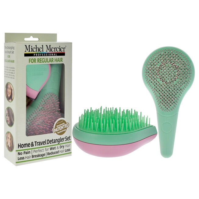 Home and Travel Detangler Set - Regular Hair by Michel Mercier for Unisex - 2 Pc The Classic Detangler Brush, The Travel Detangler Brush, , alternate image number null