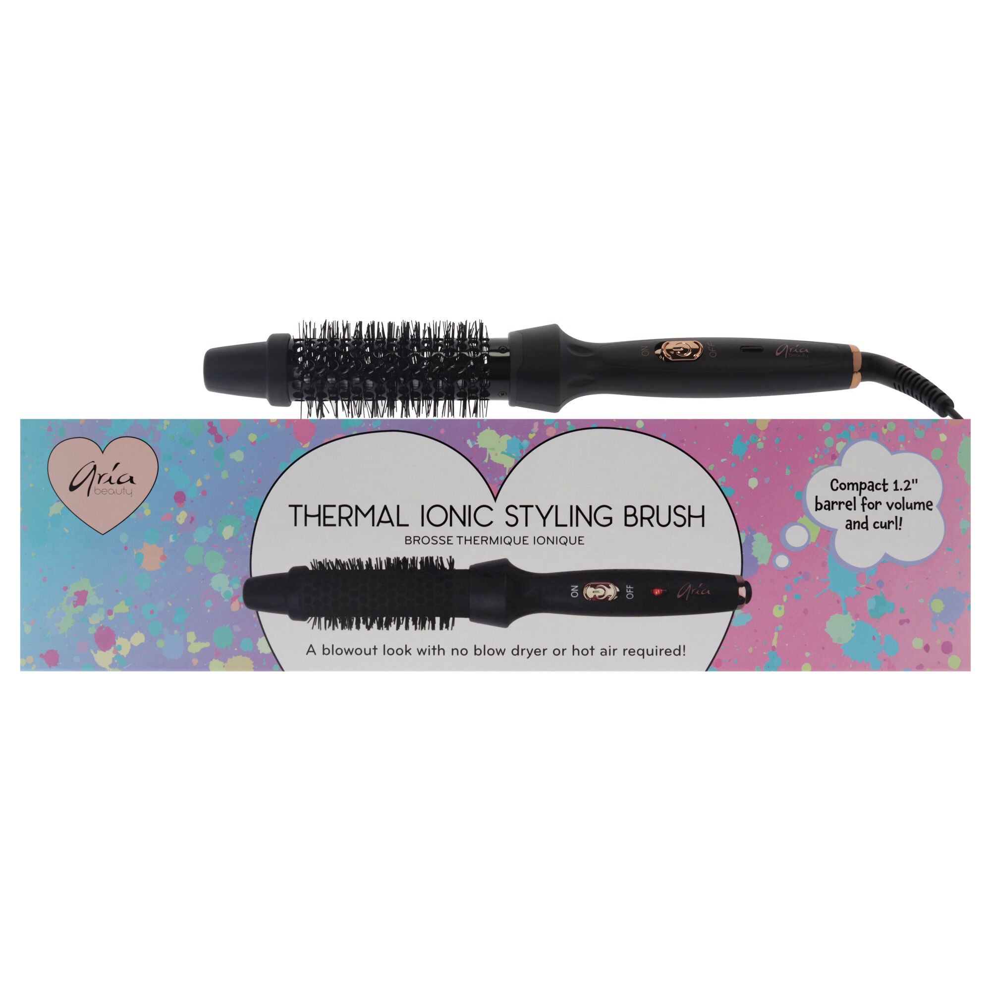 Thermal Ionic Styling Brush - Black by Aria Beauty for Women - 1.2 Inch Brush, See Description, hi-res image number 0