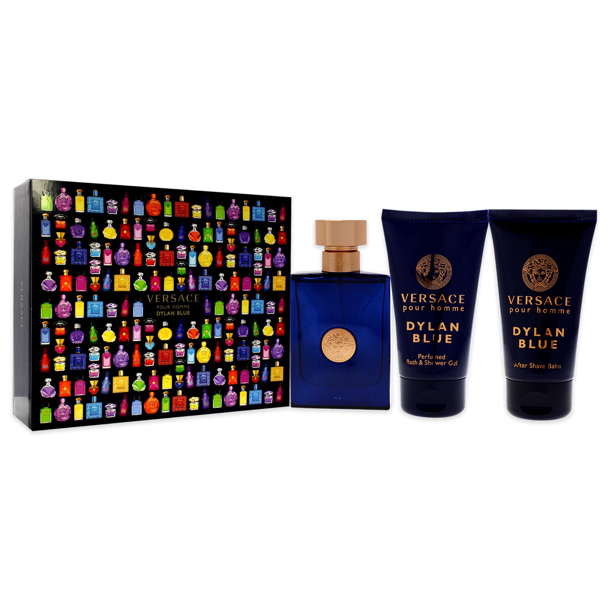 Dylan Blue by Versace for Men - 3 Pc Gift Set 1.7oz EDT Spray, 1.7oz After Shave Balm, 1.7oz Perfumed Bath Shower Gel, See Description, alternate image number 2