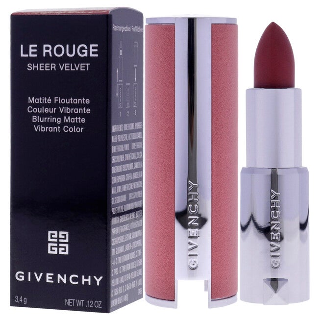 Le Rouge Sheer Velvet Matte Lipstick - 27 Rouge Infuse by Givenchy for Women - 0.12 oz Lipstick (Refillable), Pink, alternate image number 2