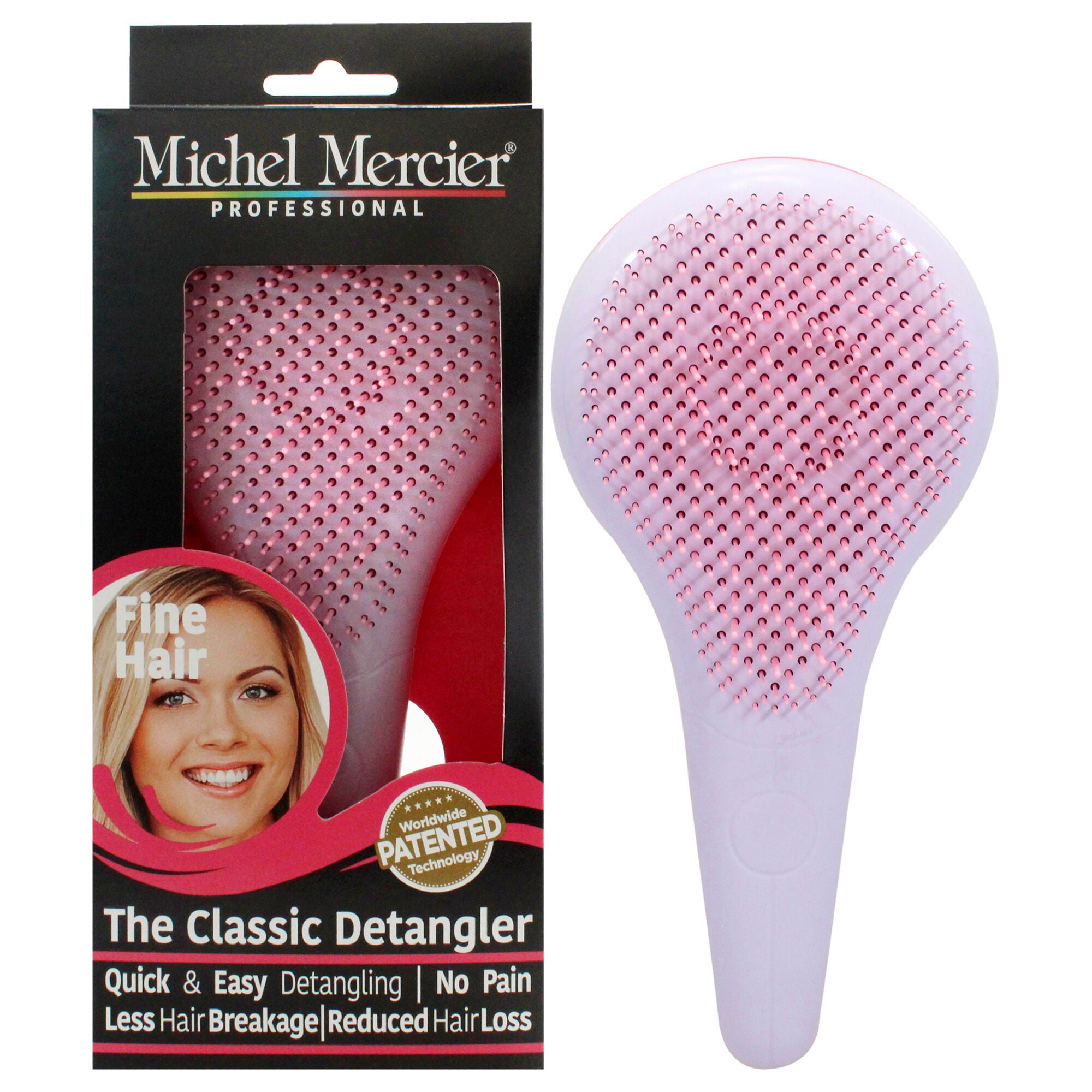 The Classic Detangler Fine Hair - Pink-Purple by Michel Mercier for Unisex - 1 Pc Hair Brush, See Description, hi-res image number 0