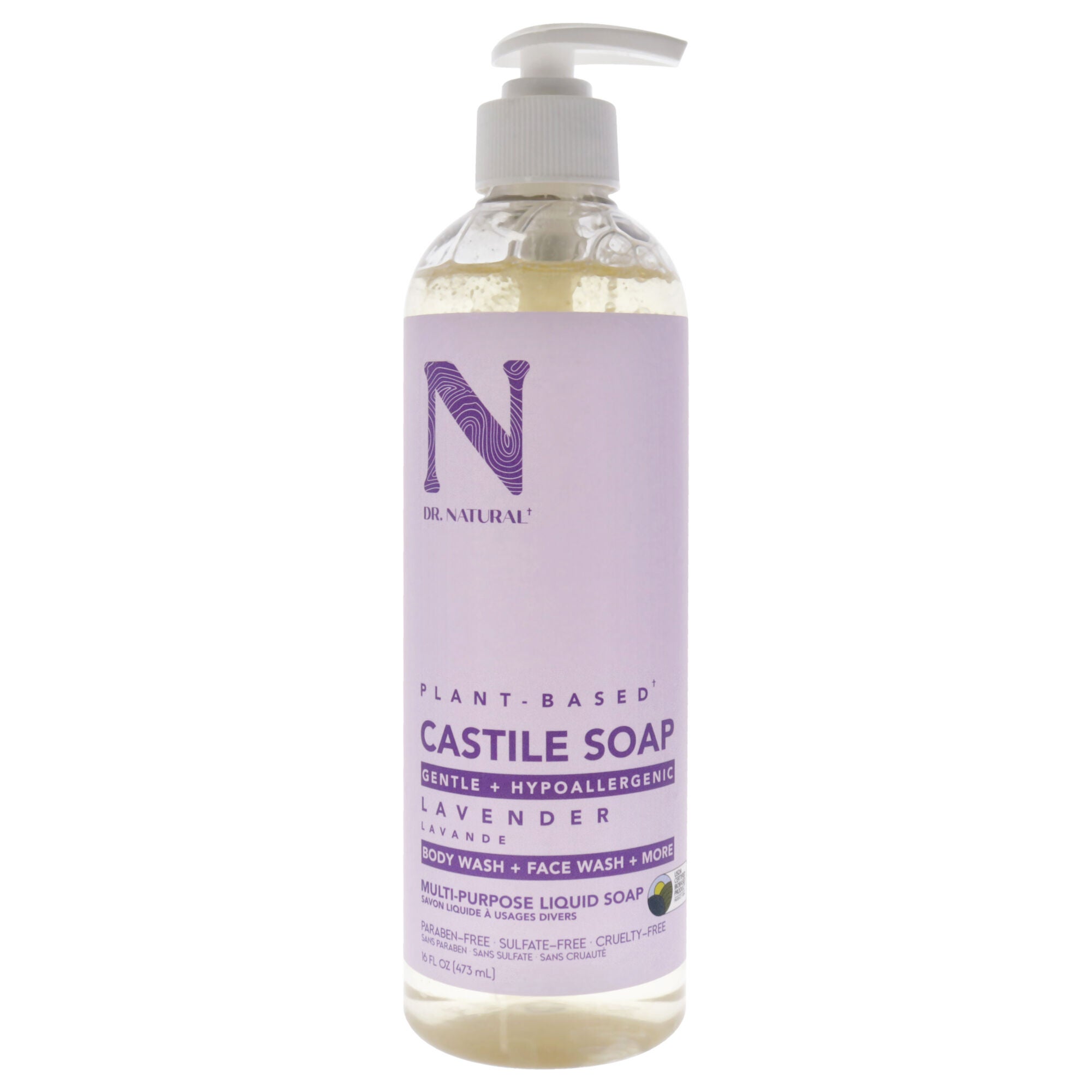 Castile Liquid Soap - Lavender by Dr. Natural for Unisex - 16 oz Soap, See Description, hi-res image number 0
