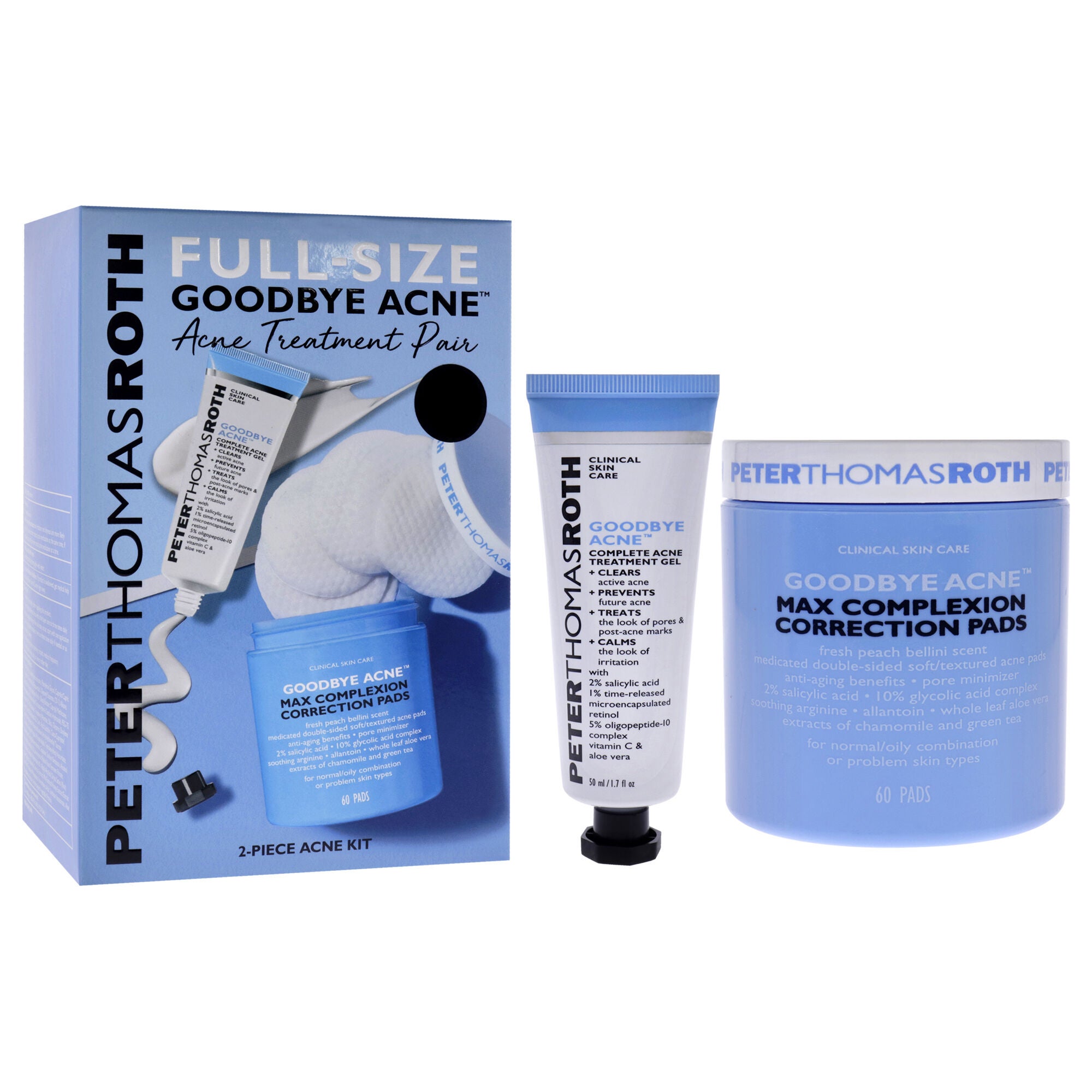 Goodbye Acne Treatment Pair by Peter Thomas Roth for Women - 2 Pc 1.7oz Complete Acne Treatment Gel, 60 Max Complexion Correction Pads, See Description, alternate image number 2
