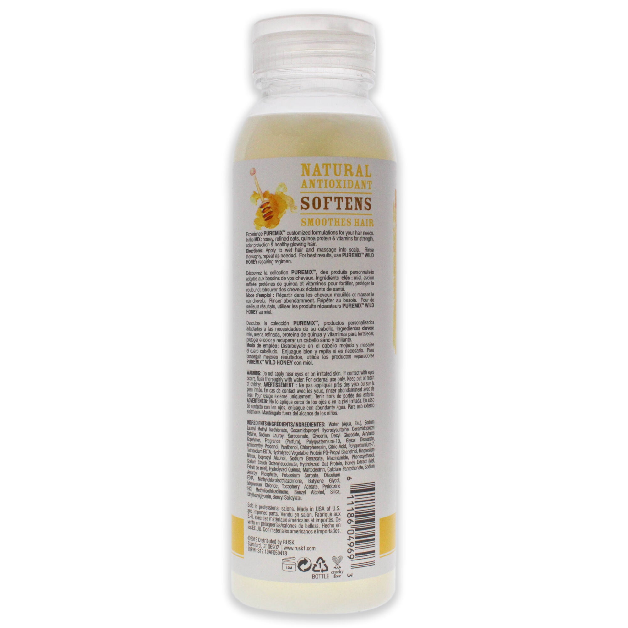 Puremix Wild Honey Repairing Shampoo - Dry Hair by Rusk for Unisex - 12 oz Shampoo, See Description, alternate image number 1