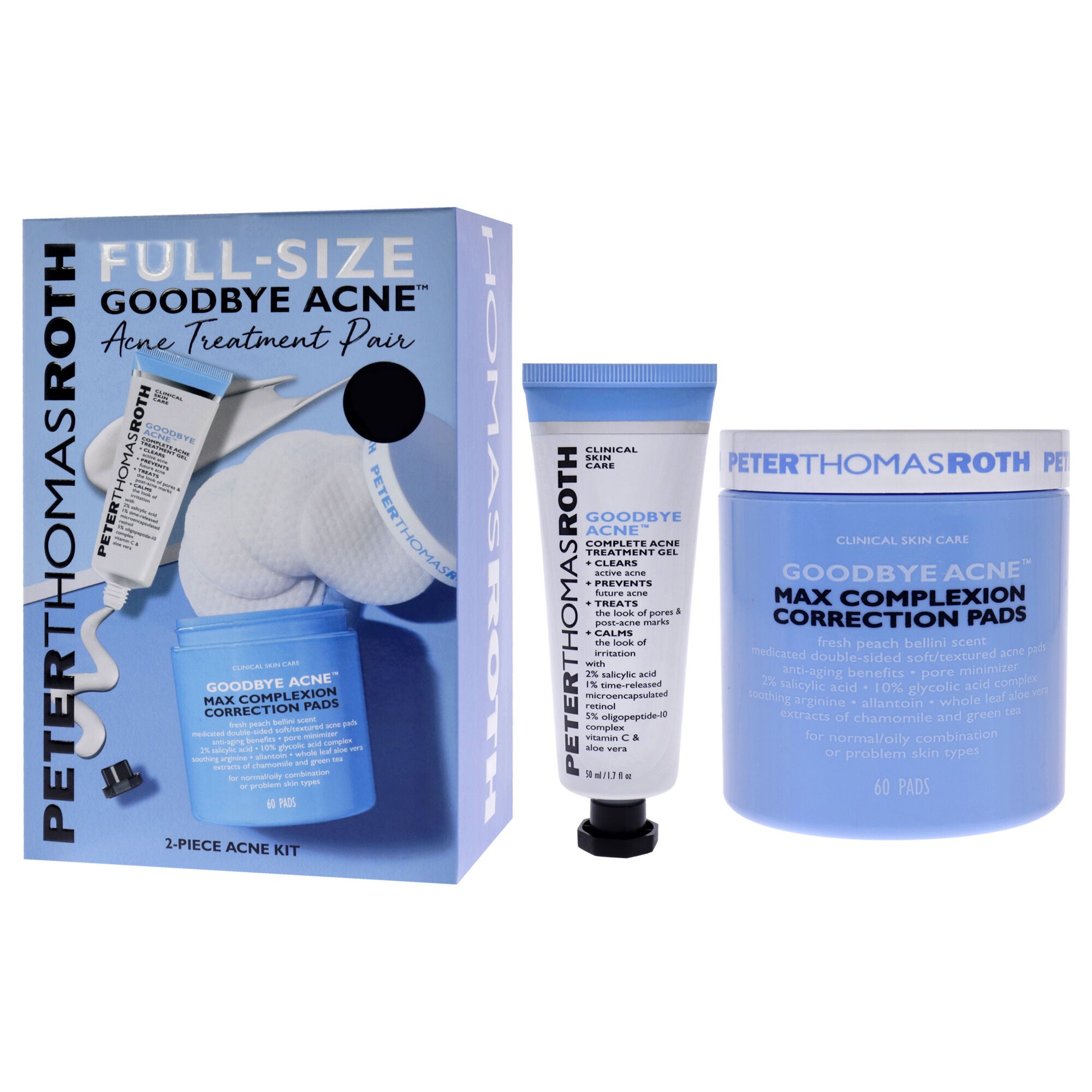 Goodbye Acne Treatment Pair by Peter Thomas Roth for Women - 2 Pc 1.7oz Complete Acne Treatment Gel, 60 Max Complexion Correction Pads, See Description, alternate image number 3