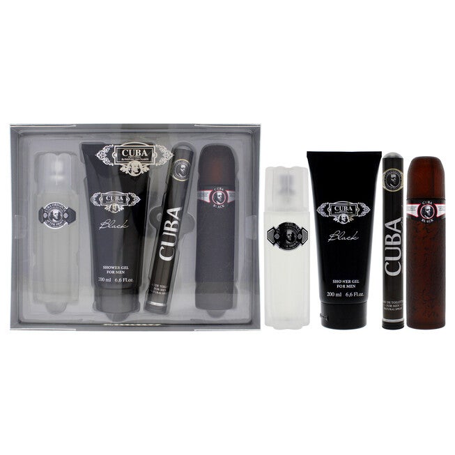 Cuba Black by Cuba for Men - 4 Pc Gift Set 3.4oz EDT Spray, 1.7oz EDT Spray, 3.3oz After Shave, 6.7oz Shower Gel, NA, hi-res image number null