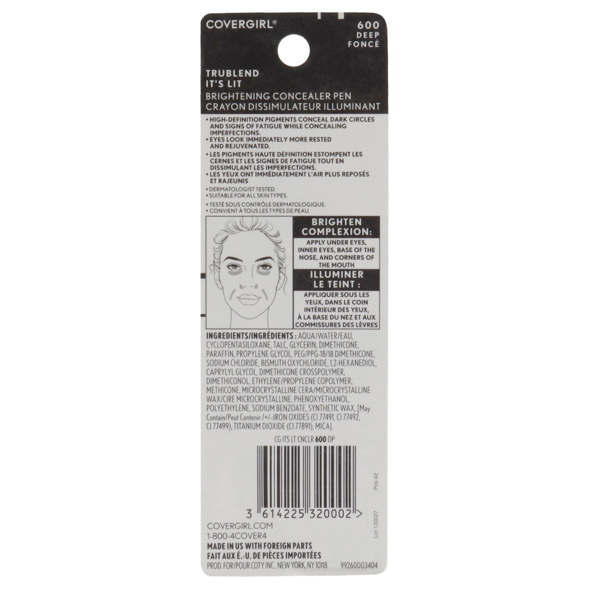 TruBlend Its Lit Brightening Concealer Pen - 600 Deep by CoverGirl for Women - 0.1 oz Concealer, See Description, alternate image number 1