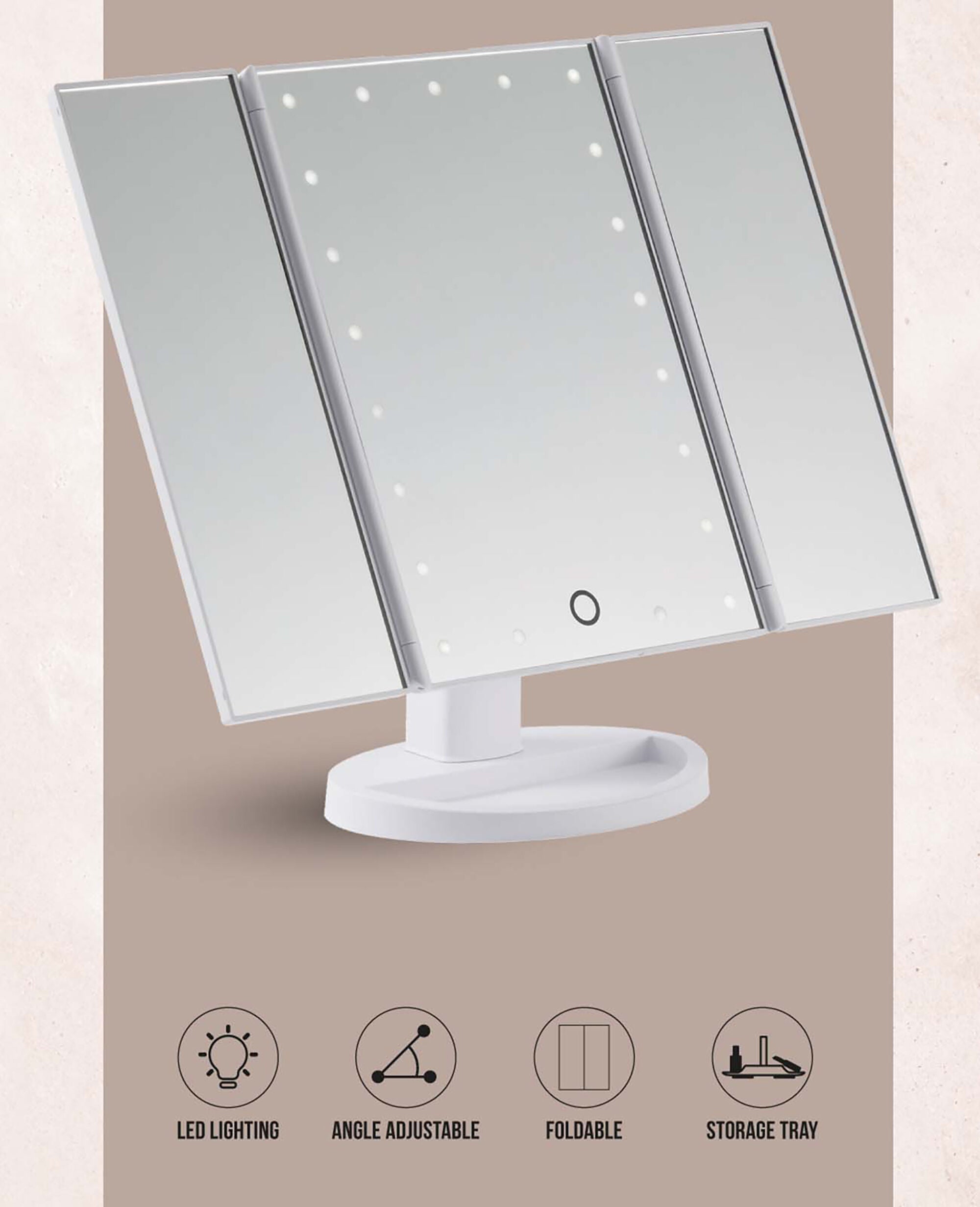 Tri Folded Lighted Mirror by Browgame for Women - 1 Pc Mirror, , alternate image number 5