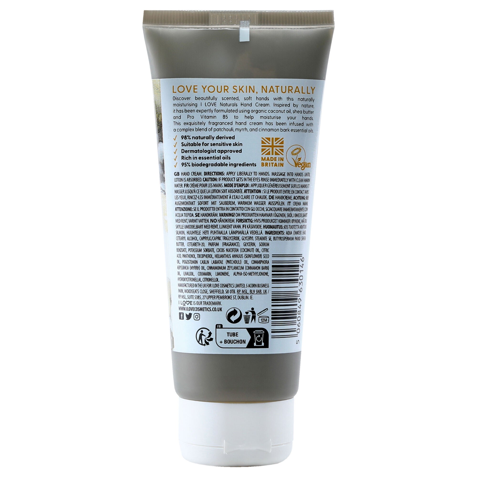 Naturals Hand Cream - Tonka Bean and Myrrh by I Love Cosmetics for Women - 3.4 oz Cream, , alternate image number 3