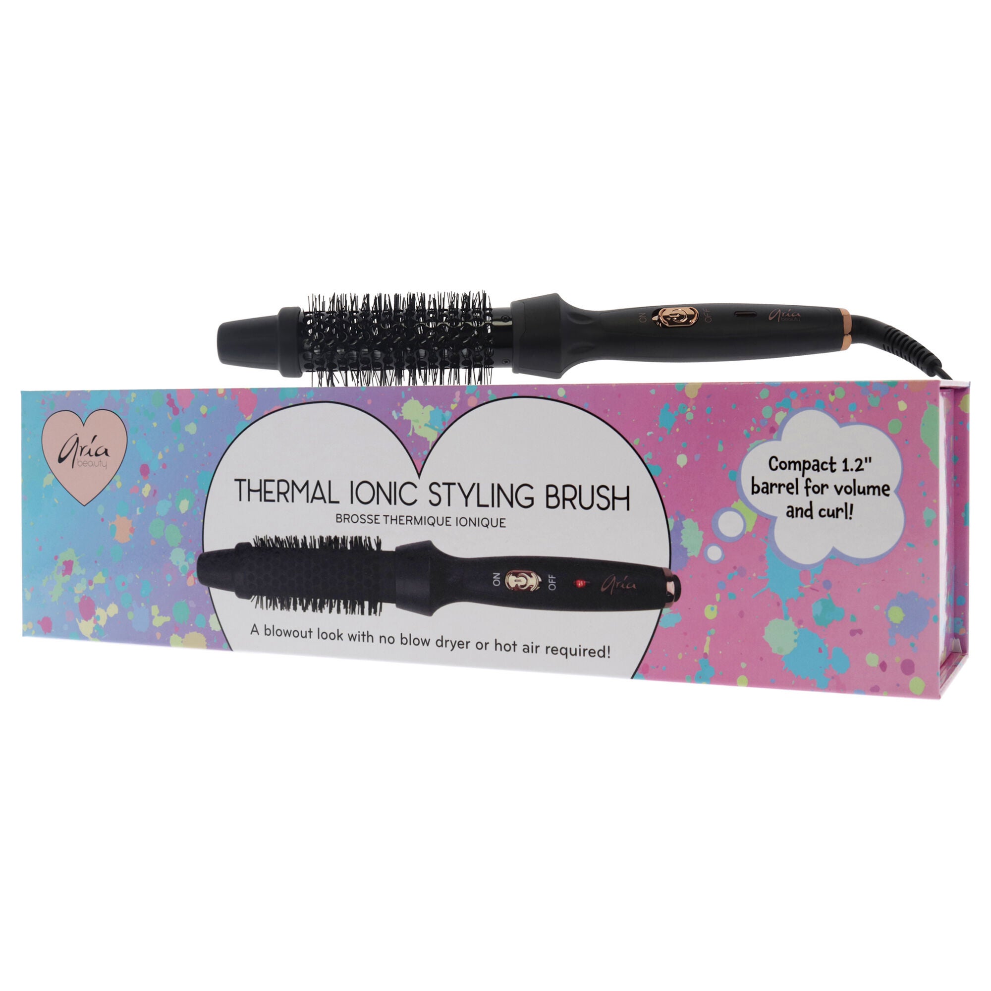 Thermal Ionic Styling Brush - Black by Aria Beauty for Women - 1.2 Inch Brush, See Description, alternate image number 3