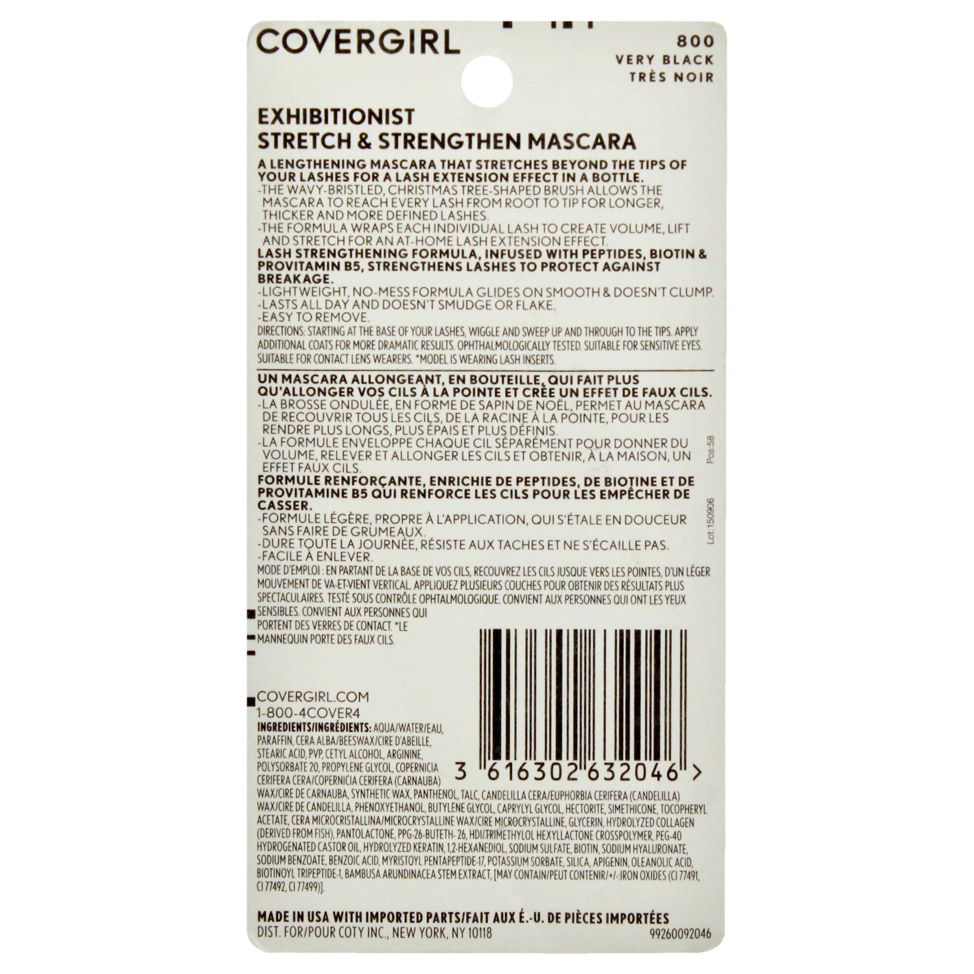 Exhibitionist Stretch and Strengthen Mascara - 800 Very Black by CoverGirl for Women - 0.3 oz Mascara, See Description, alternate image number 2
