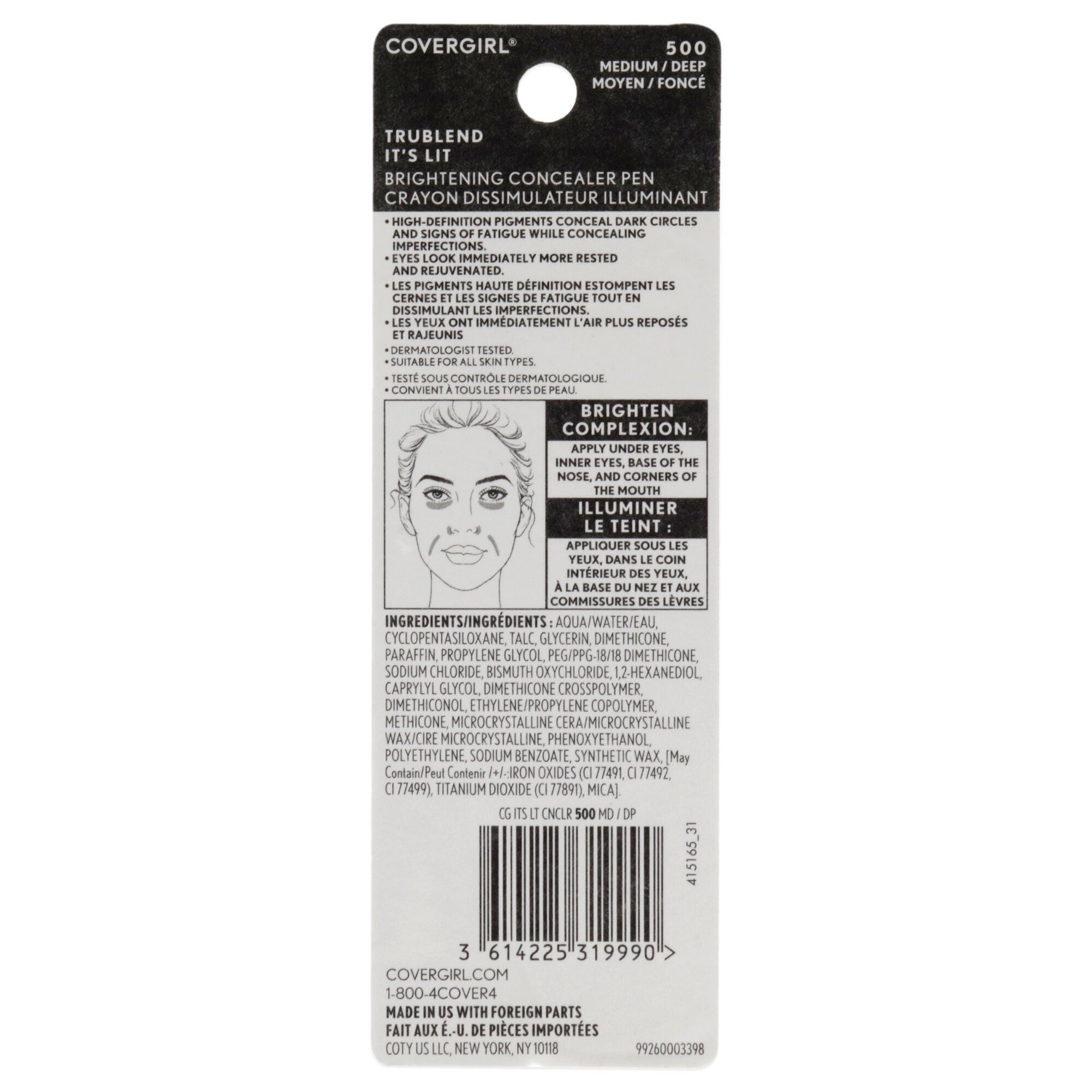 TruBlend Its Lit Brightening Concealer Pen - 500 Medium-Deep by CoverGirl for Women - 0.1 oz Concealer, See Description, alternate image number 2