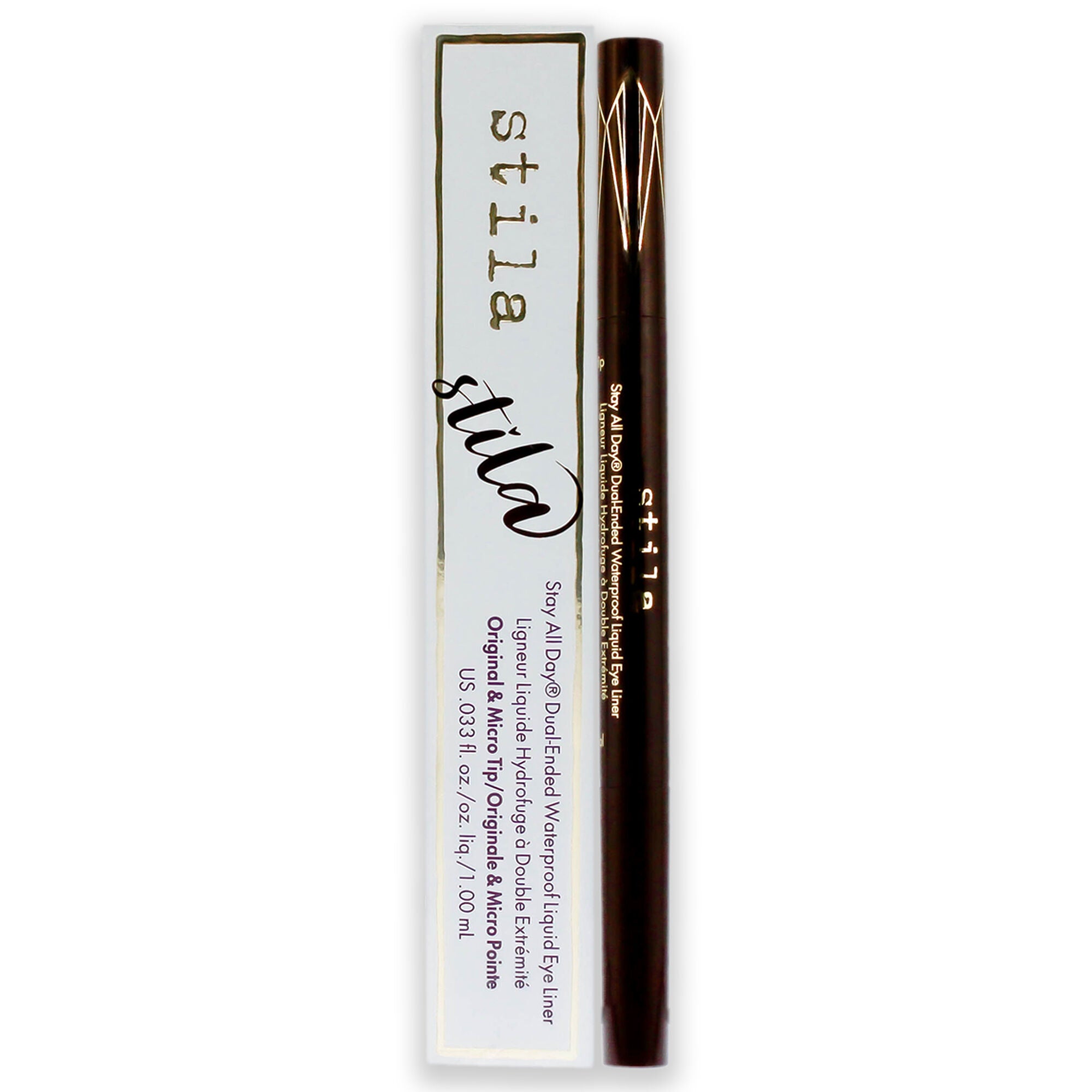 Stay All Day Dual-Ended Waterproof Liquid Eye Liner - Dark Brown by Stila for Women - 0.033 oz Eyeliner, See Description, hi-res image number 0
