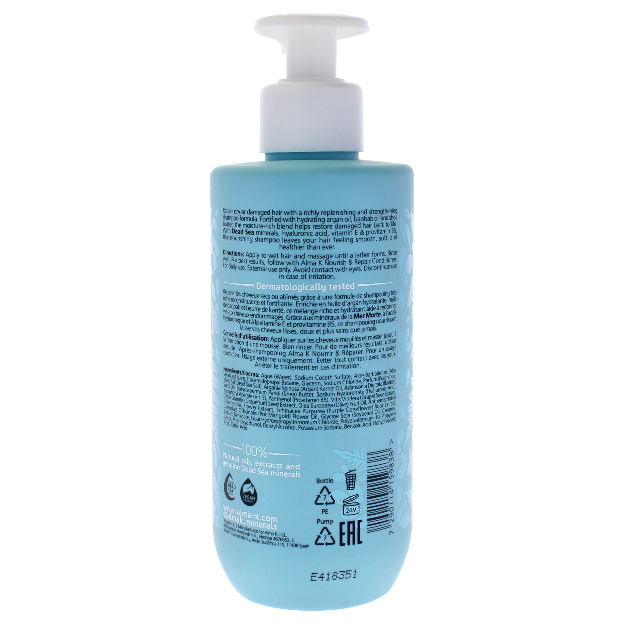 Nourish and Repair Shampoo by Alma K for Women - 10.1 oz Shampoo, See Description, alternate image number 2