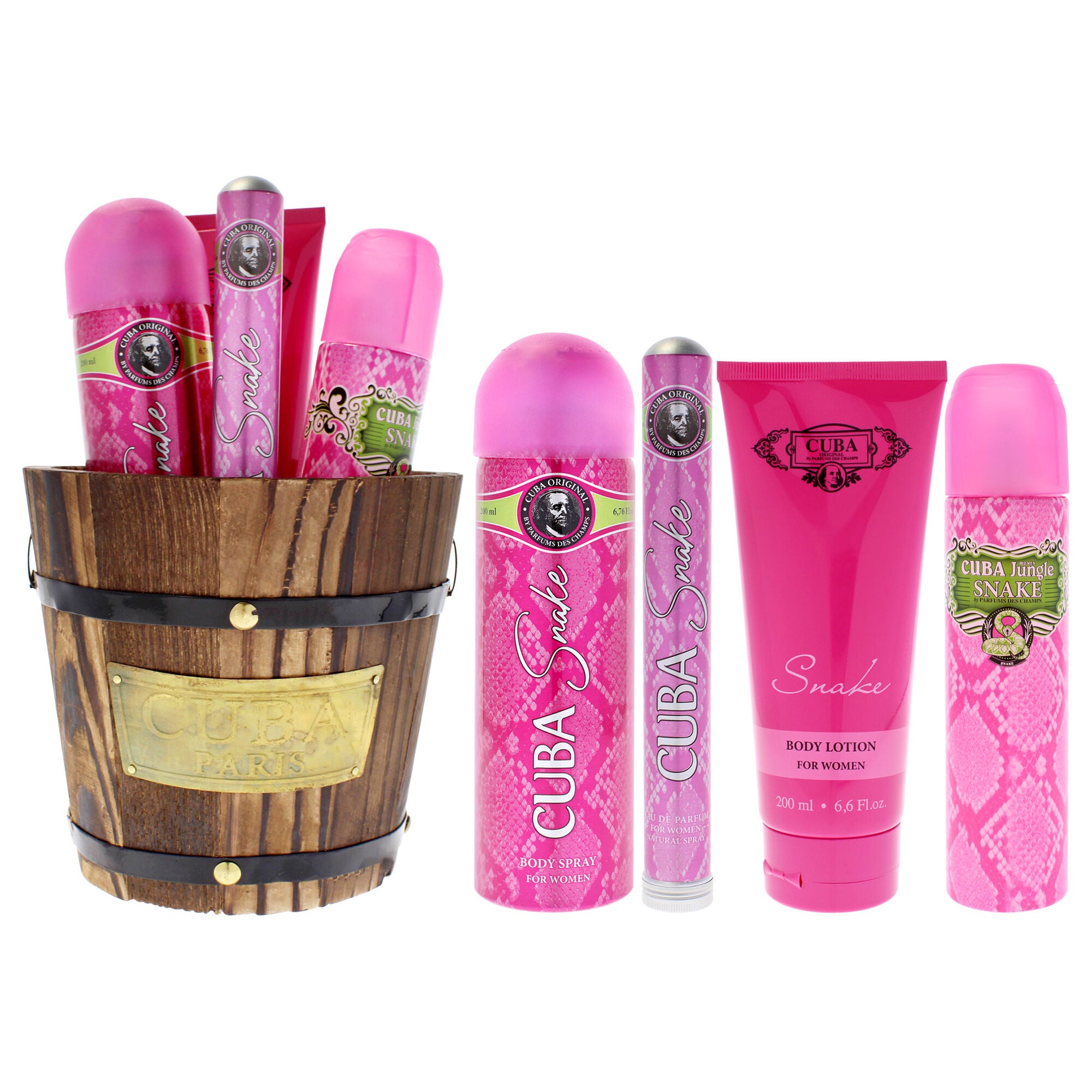 Cuba Jungle Snake by Cuba for Women - 4 Pc Gift Set 3.3oz EDP Spray, 1.17oz EDP Spray, 6.6oz Body Spray, 4oz Body Lotion, See Description, hi-res image number 0
