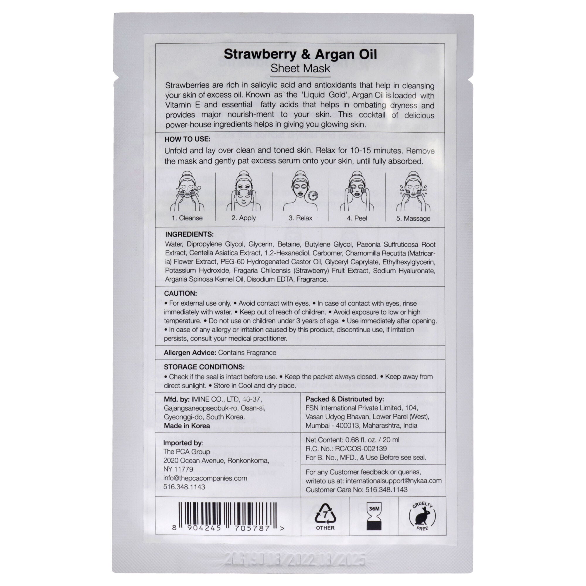 Skin Secrets Sheet Mask - Strawberry and Argan Oil by Nykaa Naturals for Women - 1 Pc Mask, , alternate image number 3