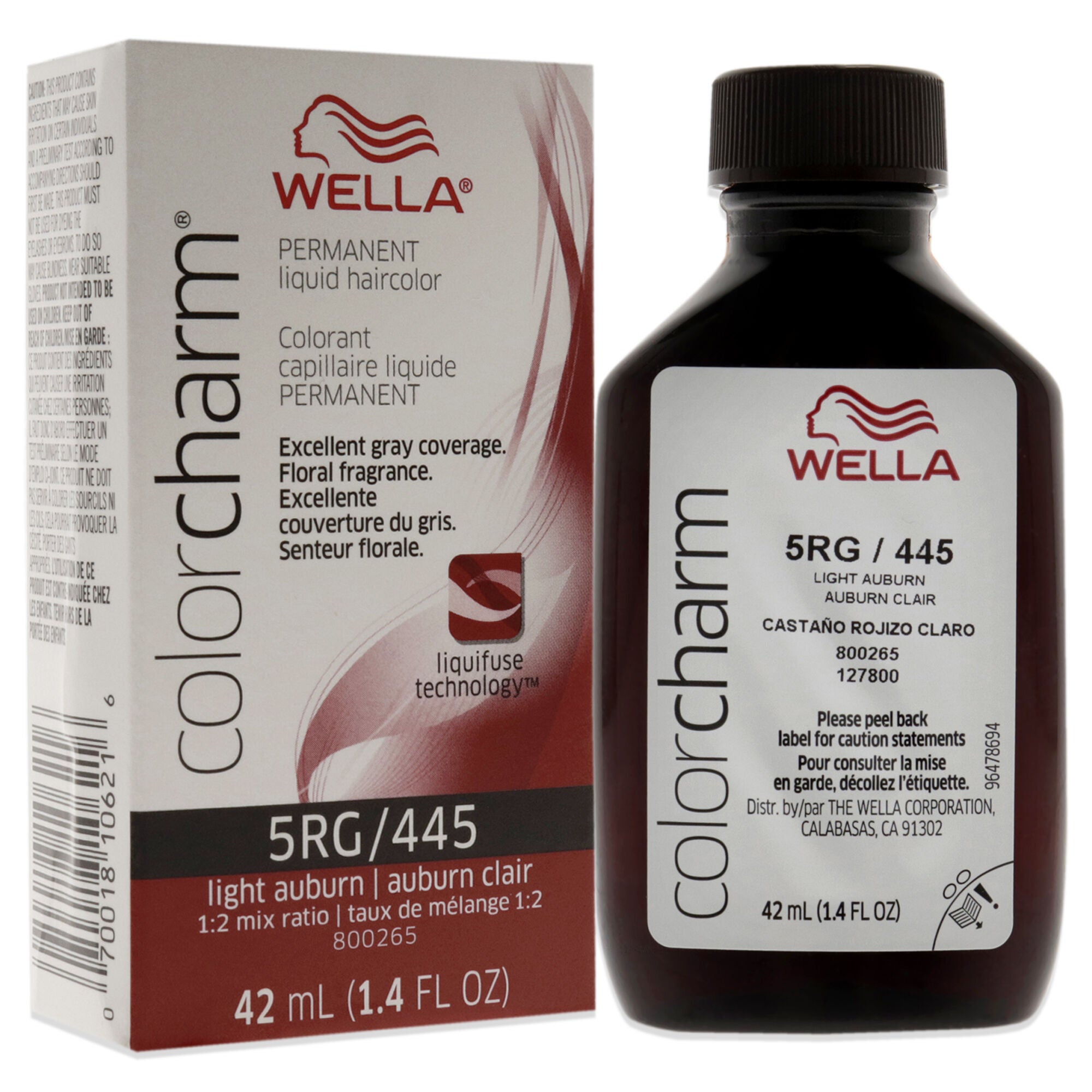 Color Charm Permanent Liquid Hair Color - 445 5RG Light Auburn by Wella for Unisex - 1.42 oz Hair Color, See Description, alternate image number 2