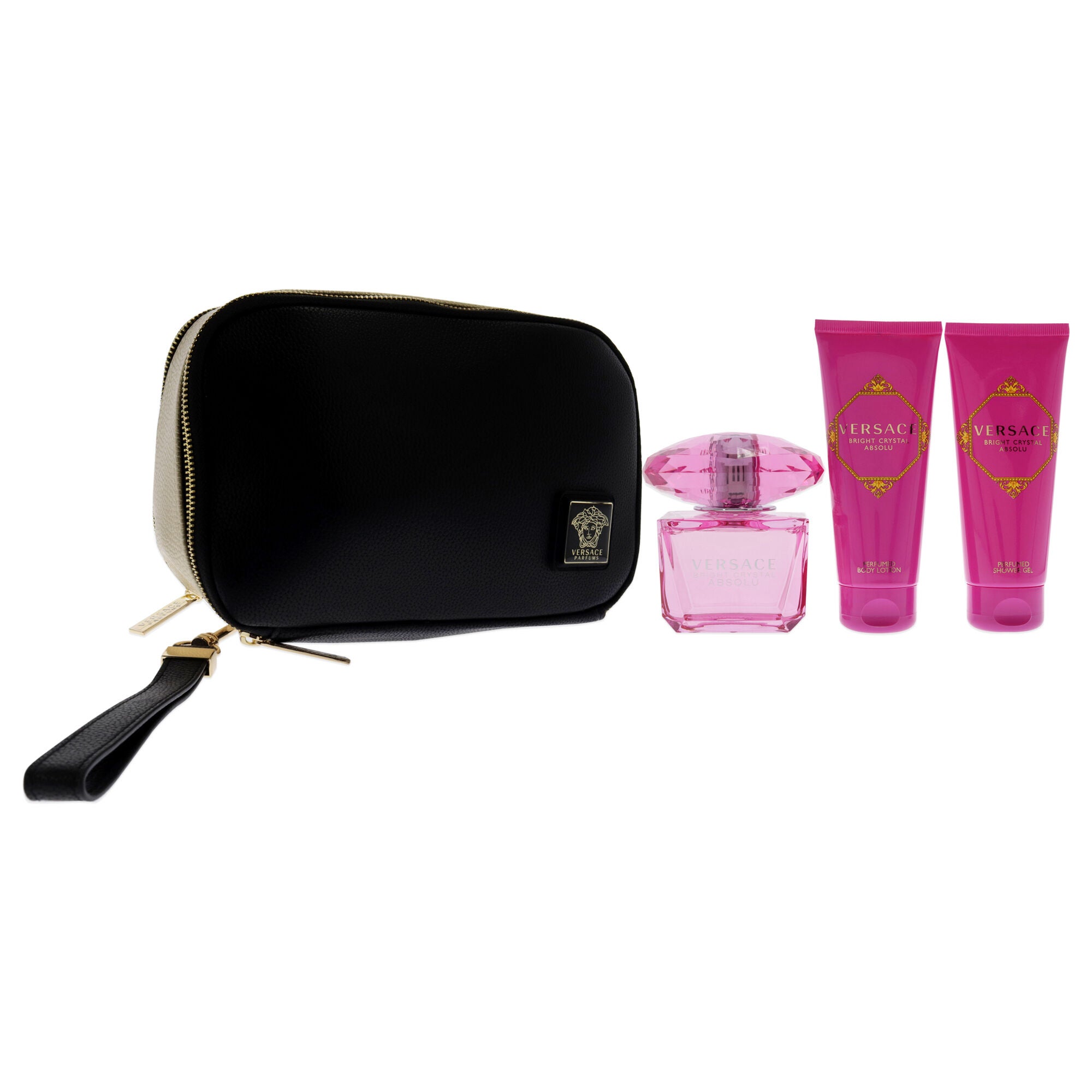 Versace Bright Crystal Absolu by Versace for Women - 4 Pc Gift Set - 3oz EDP Spray, 3.4oz Shower Gel, 3.4oz Body Lotion, Bag - Black and Gold, , alternate image number 5