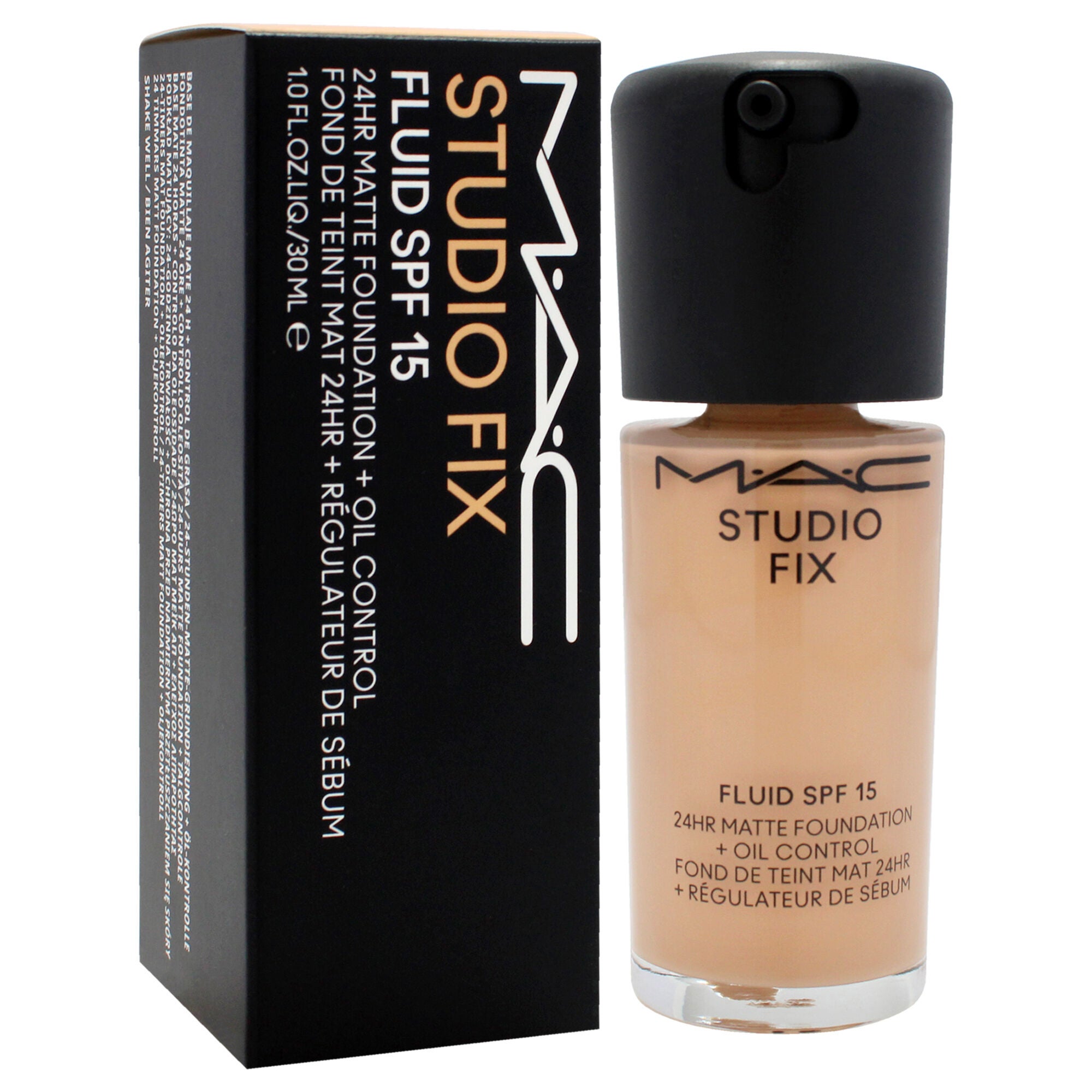 Studio Fix Fluid SPF 15 24HR Matte Foundation Plus Oil Control - NC27 Beige With Neutral Undertone by MAC for Women - 1 oz Foundation, Beige, alternate image number 1
