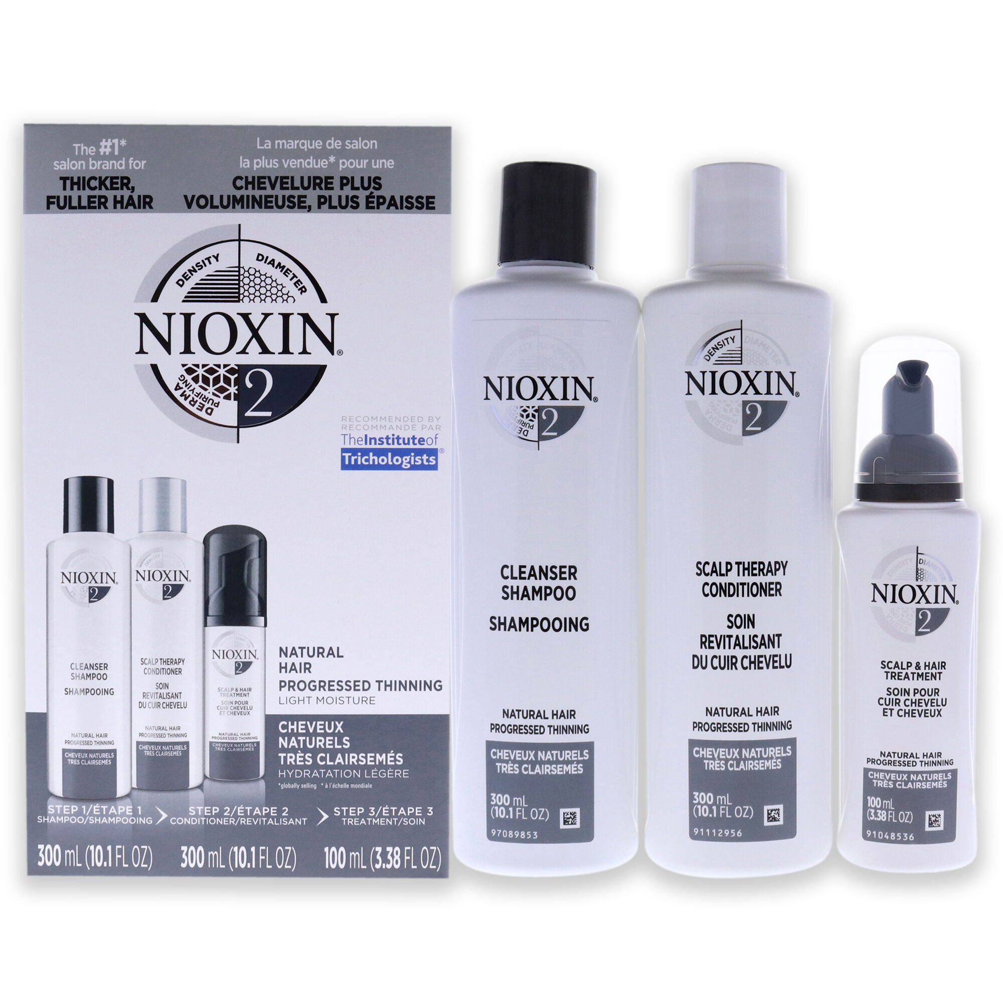 System 2 Kit by Nioxin for Unisex - 3 Pc 10.1oz Cleanser Shampoo, 10.1 oz Scalp Therapy Conditioner, 1Liter Scalp and Hair Treatment, , alternate image number 5