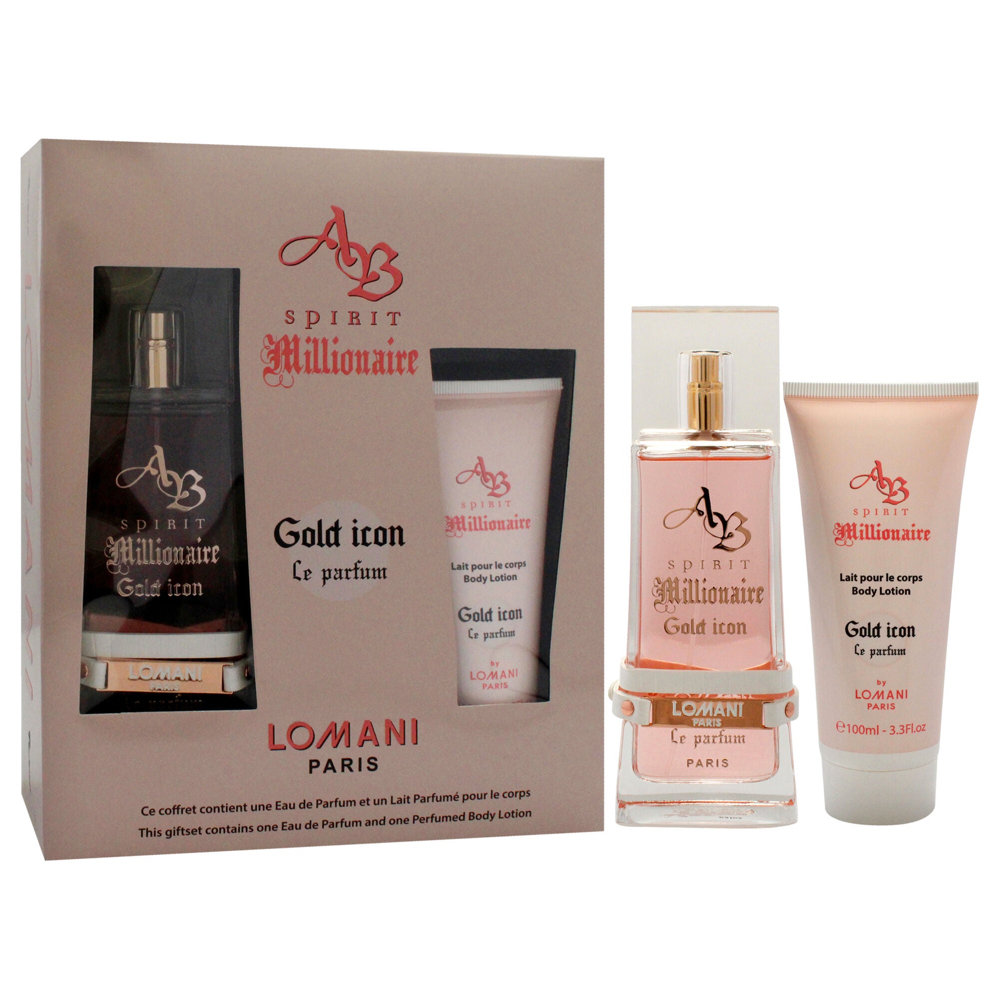AB Spirit Millionaire Le Parfum Gold Icon by Lomani for Women - 2 Pc Gift Set 3.3oz EDP Spray, 3.3oz Body Lotion, See Description, alternate image number 1