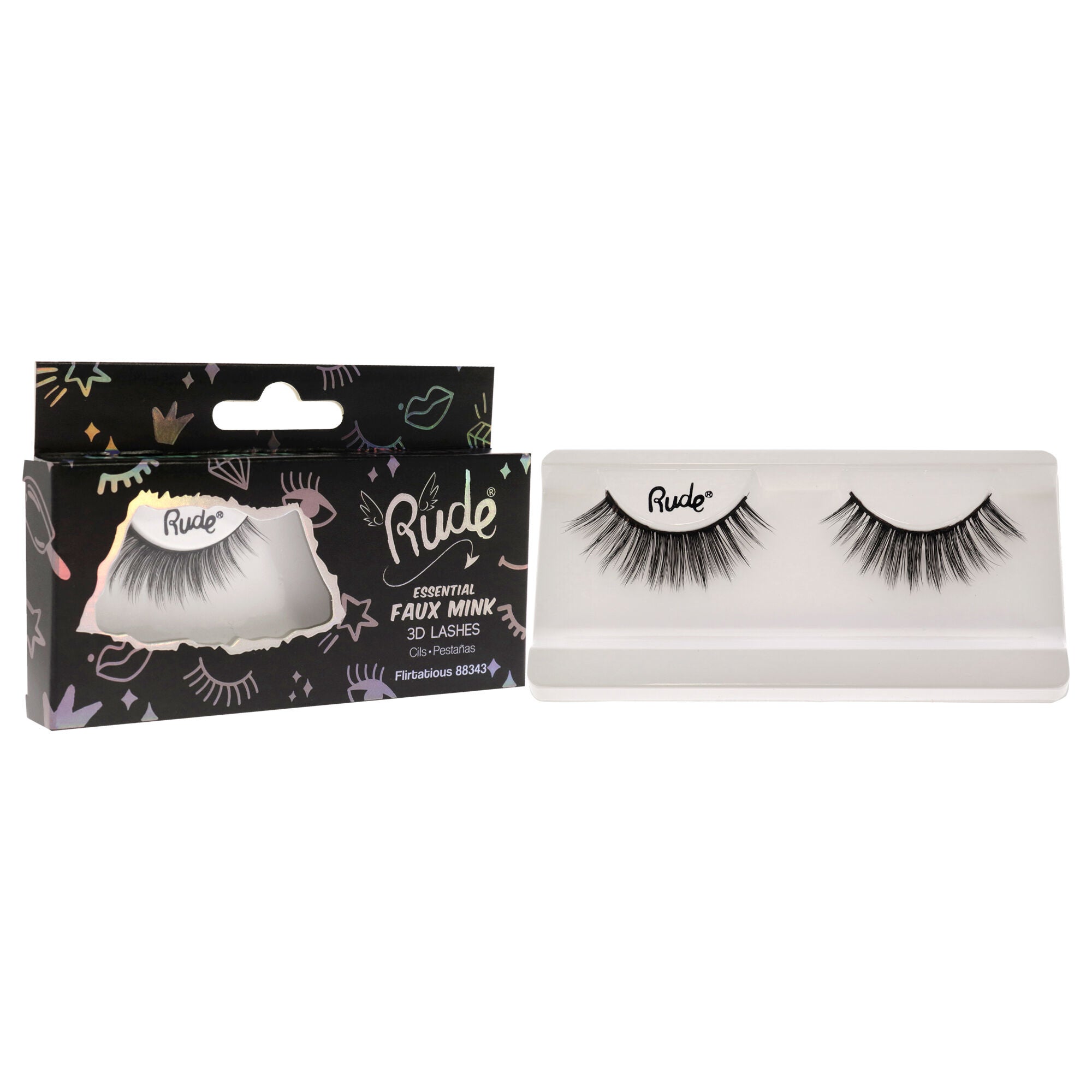 Essential Faux Mink 3D Lashes - Flirtatious by Rude Cosmetics for Women - 1 Pc Pair, See Description, alternate image number 2