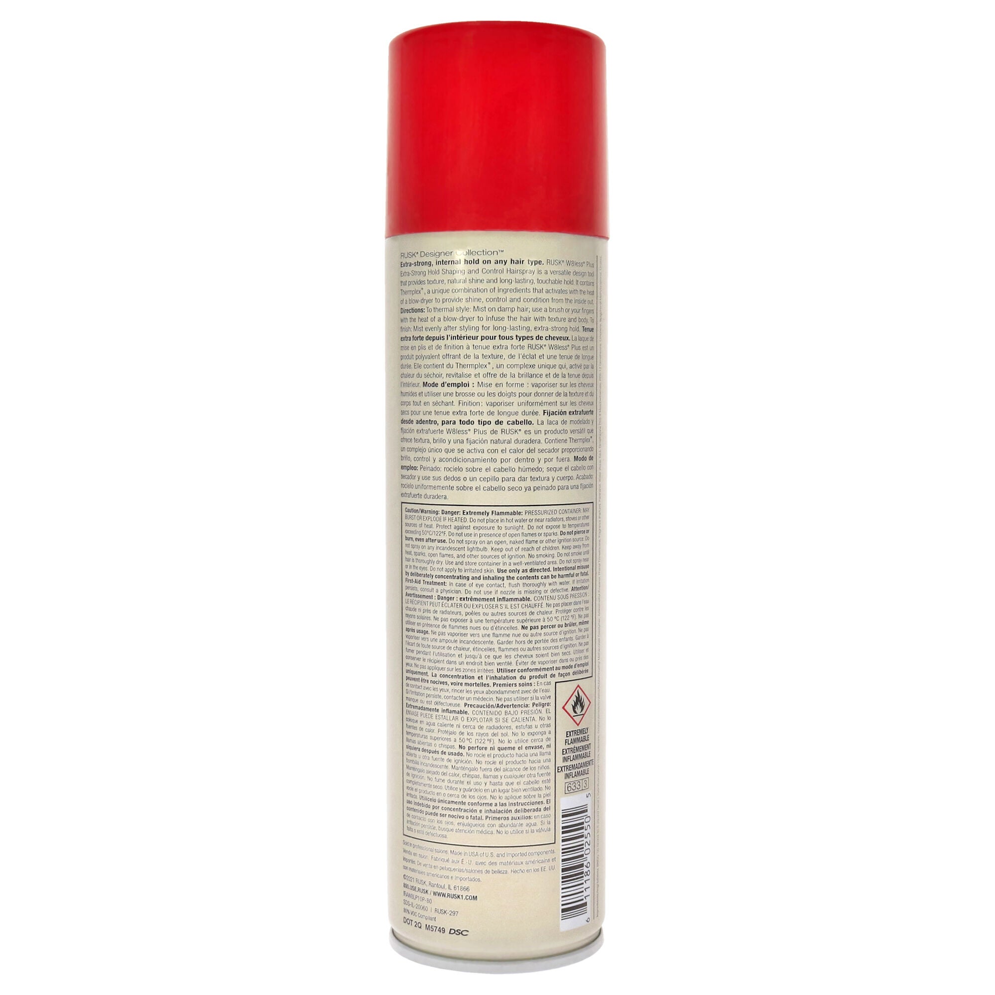W8less Plus Extra Strong Hold Shaping and Control Hairspray by Rusk for Unisex - 10 oz Hair Spray, , alternate image number 4
