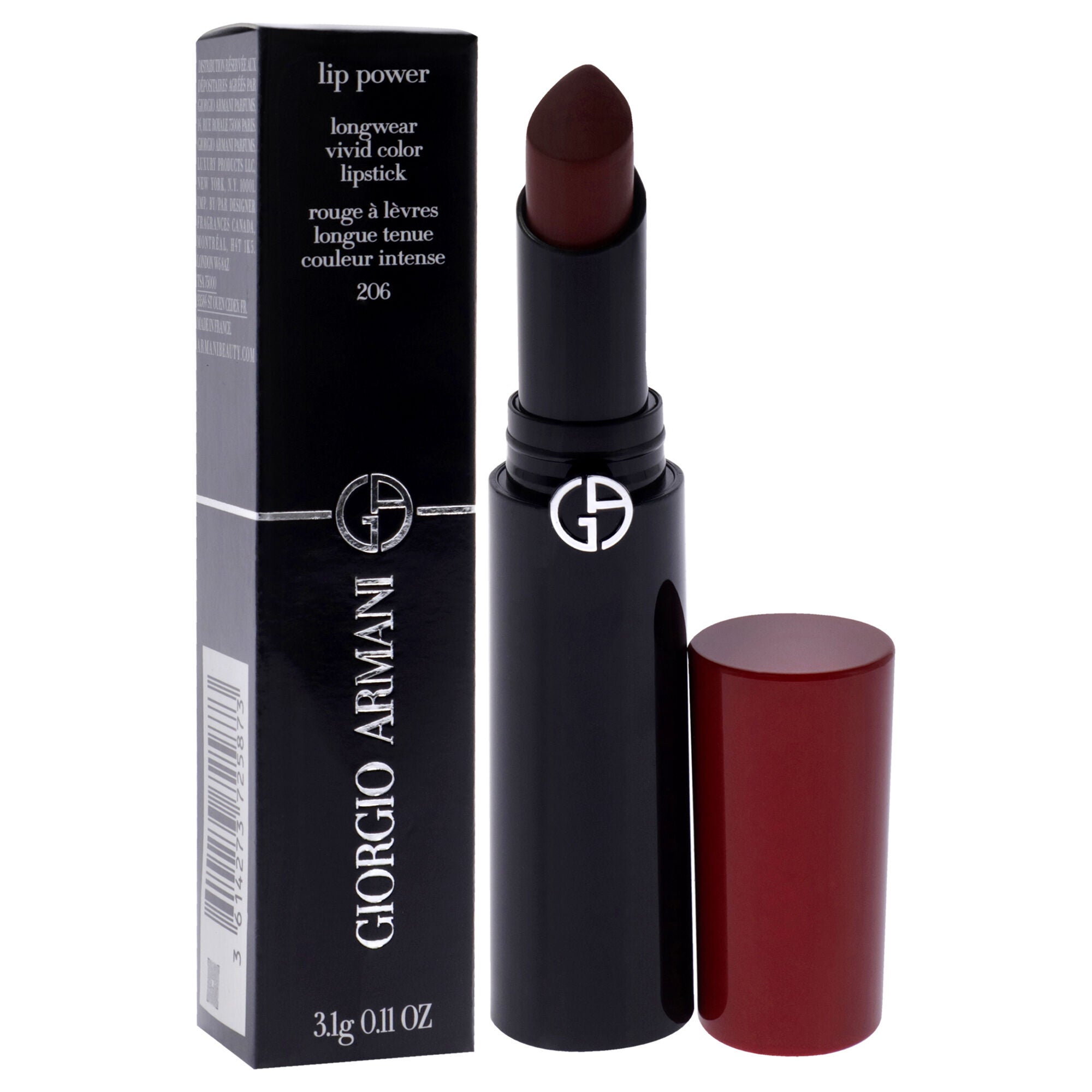 Lip Power Longwear Vivid Color Lipstick - 206 Cedar by Giorgio Armani for Women - 0.11 oz Lipstick, See Description, alternate image number 2