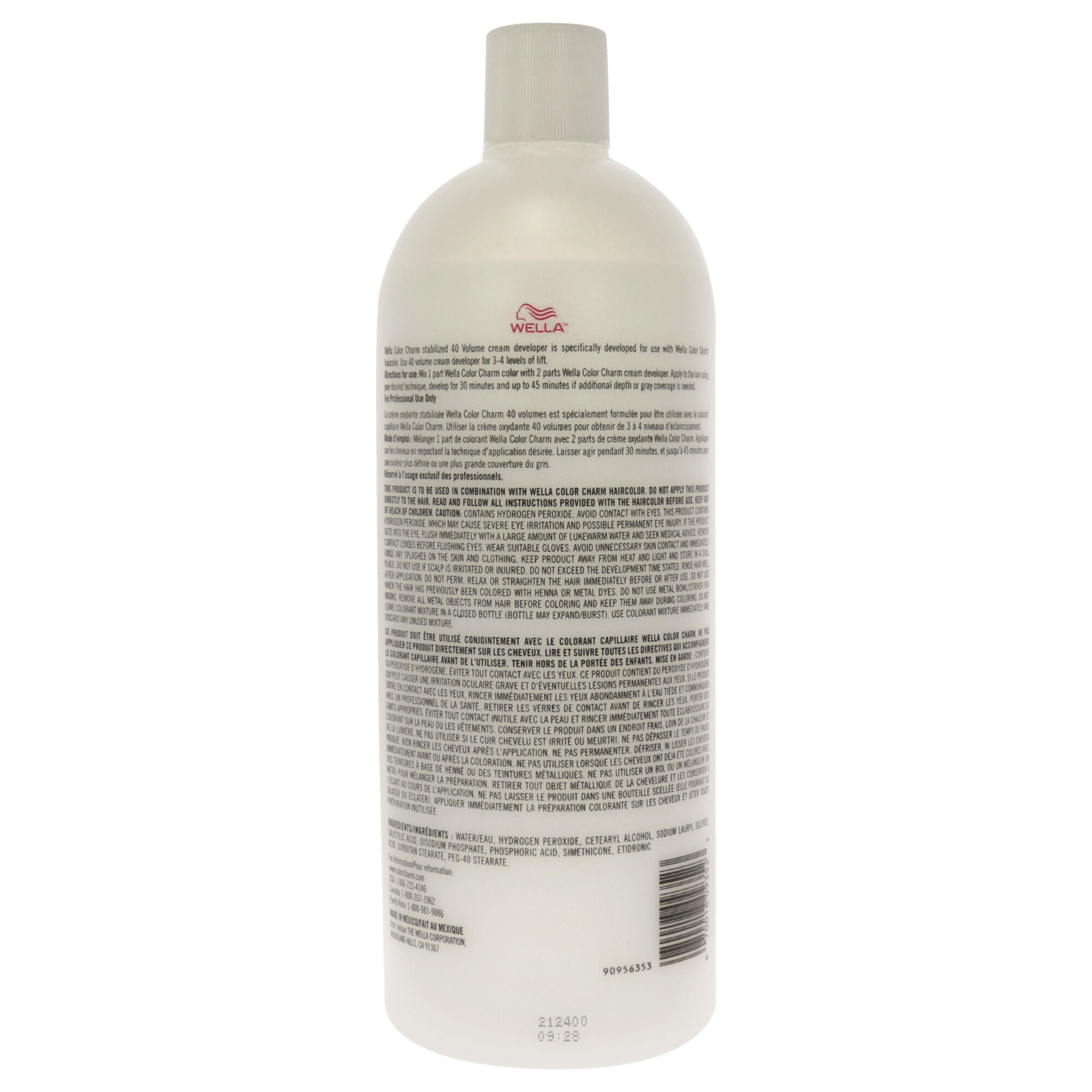 Color Charm 40 Volume Creme Developer by Wella for Unisex - 32 oz Lightener, See Description, alternate image number 1