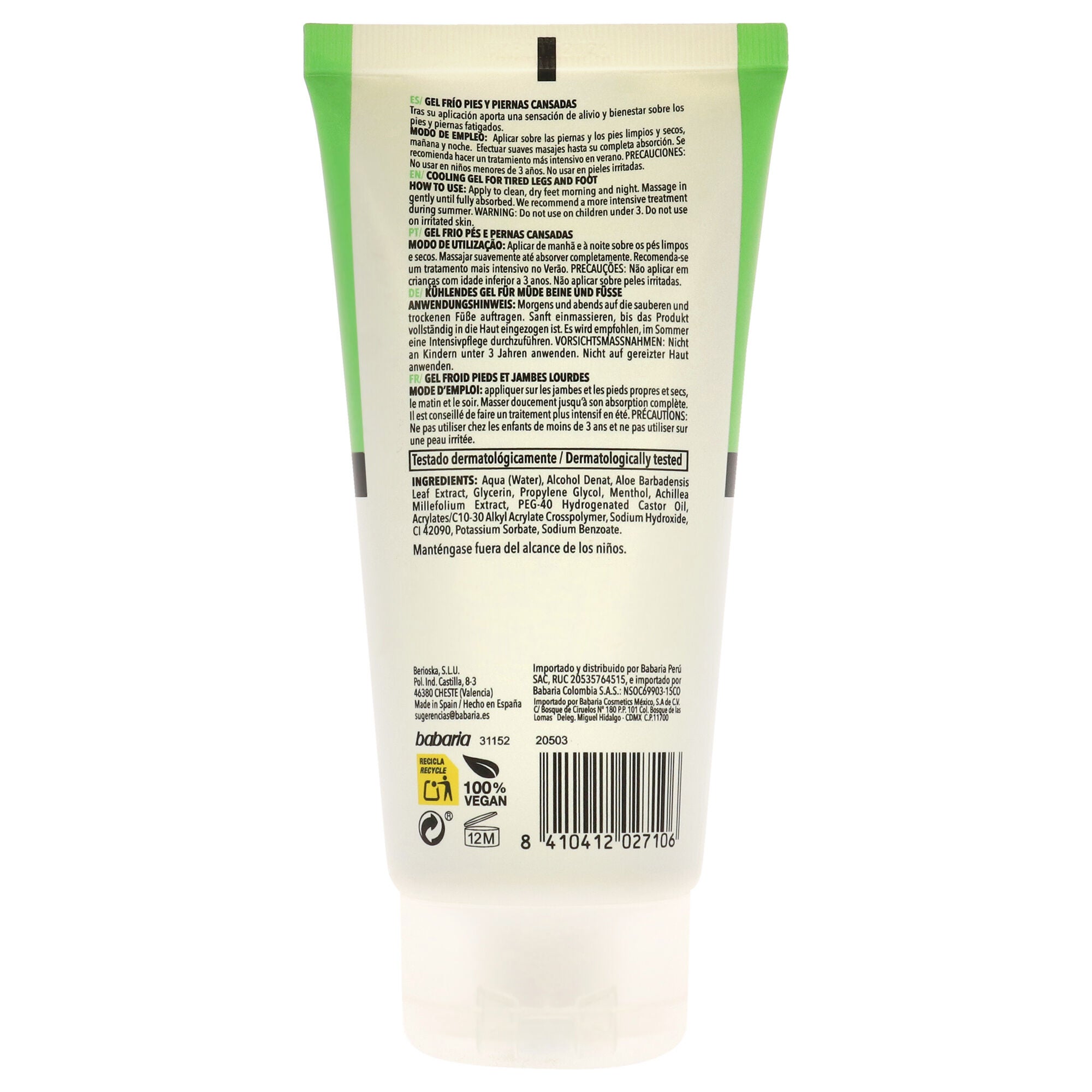 Cooling Gel For Legs and Feet by Babaria for Unisex - 5.07 oz Gel, , alternate image number 4