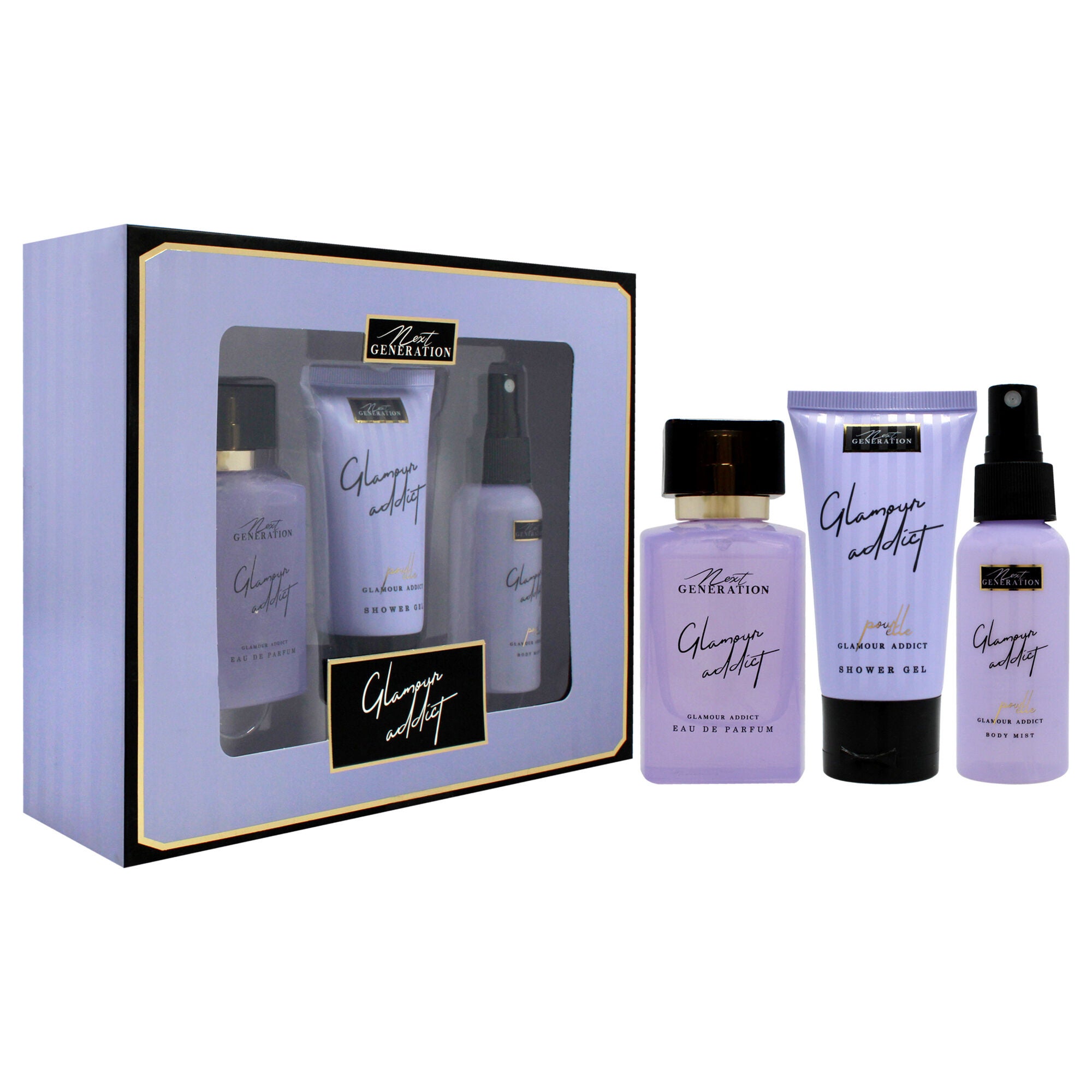 Glamour Addict by NG Perfume for Women - 3 Pc Gift Set 1.7oz EDP Spray, 1.7oz Body Mist, 1.7oz Shower Gel, See Description, alternate image number 2