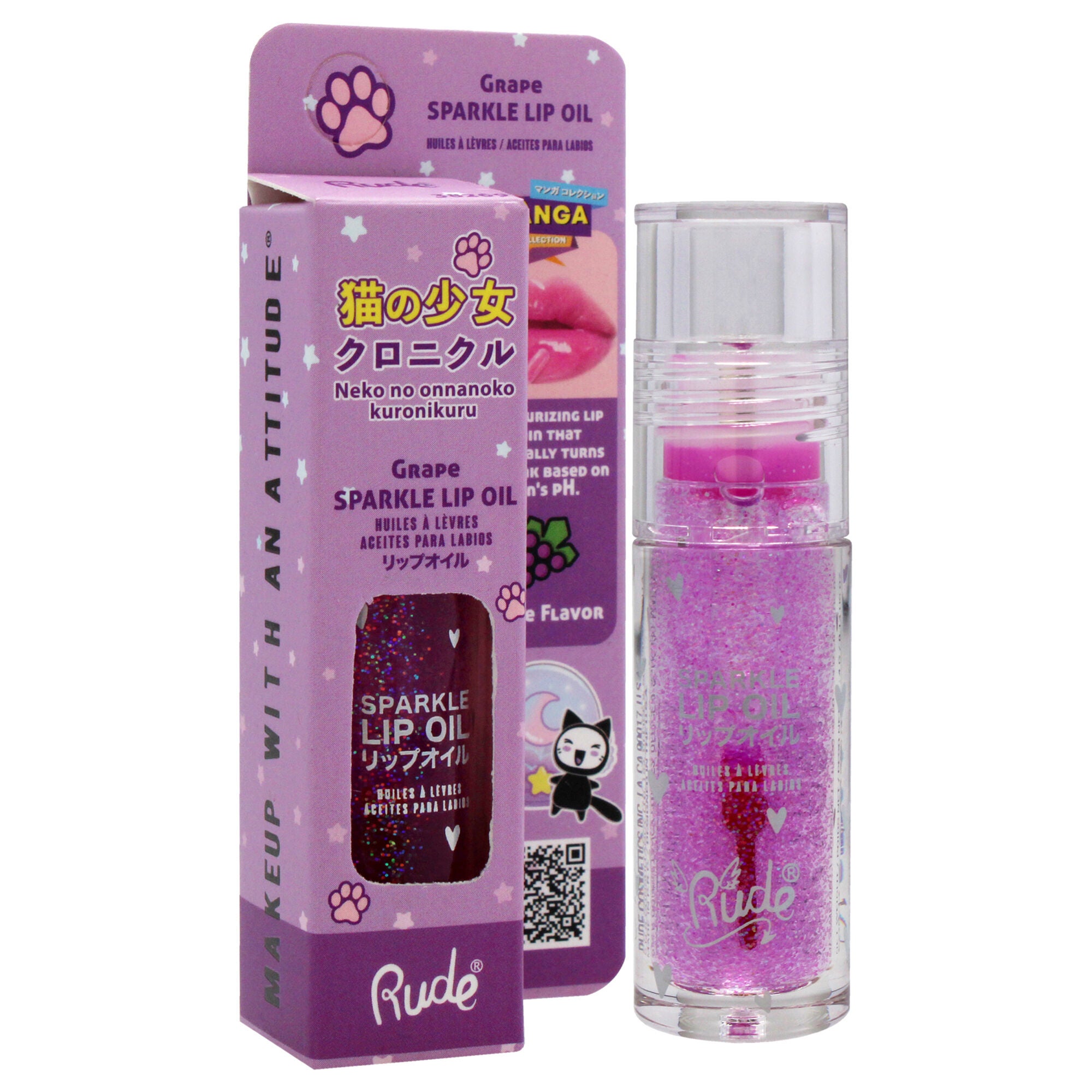 Manga Collection Sparkle Lip Oil - Grape by Rude Cosmetics for Women 0.14oz Lip Oil, , alternate image number 6