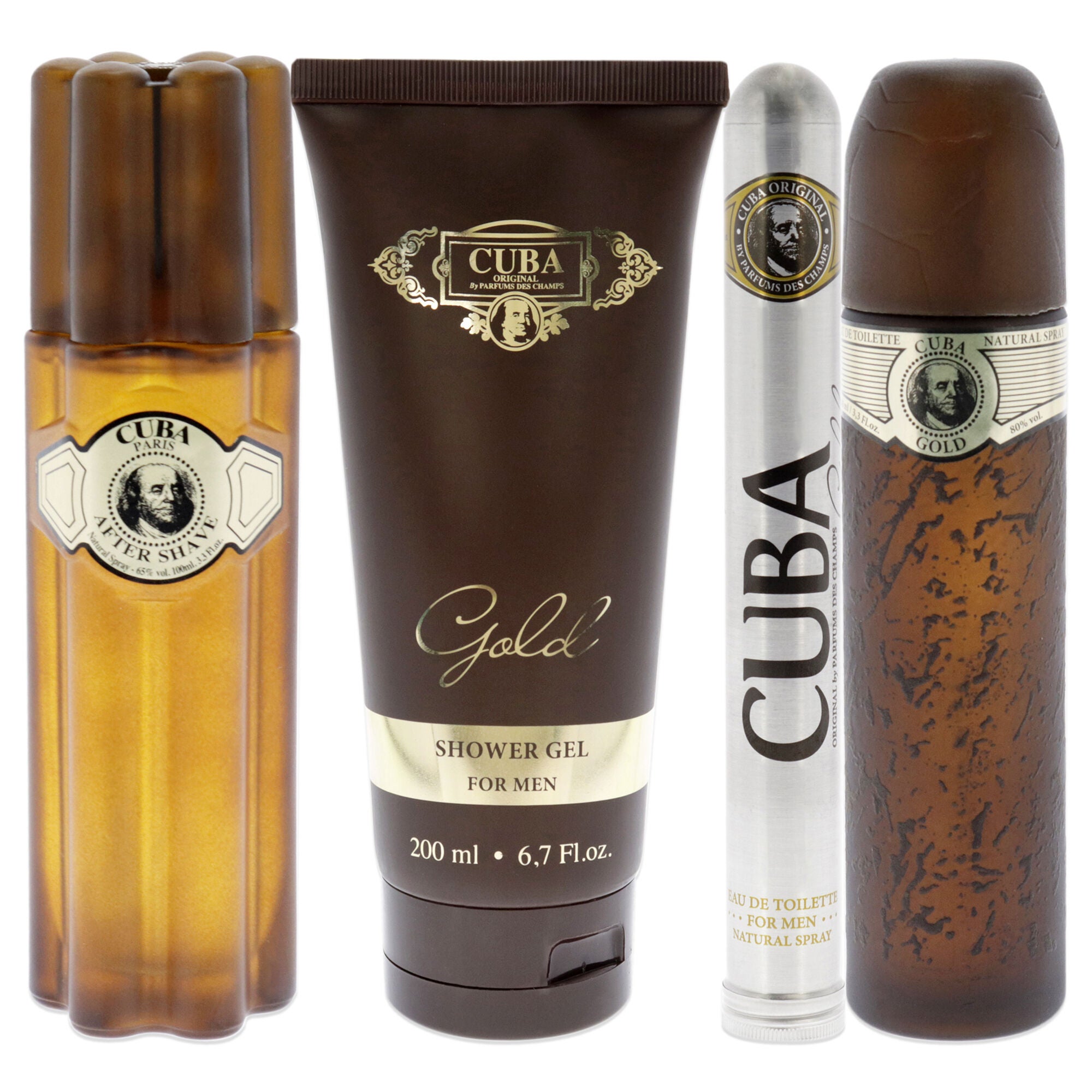 Cuba Gold by Cuba for Men - 4 Pc Gift Set 3.3oz EDT Spray, 1.17oz EDT Spray, 3.3oz After Shave, 6.7oz Shower Gel, See Description, alternate image number 3